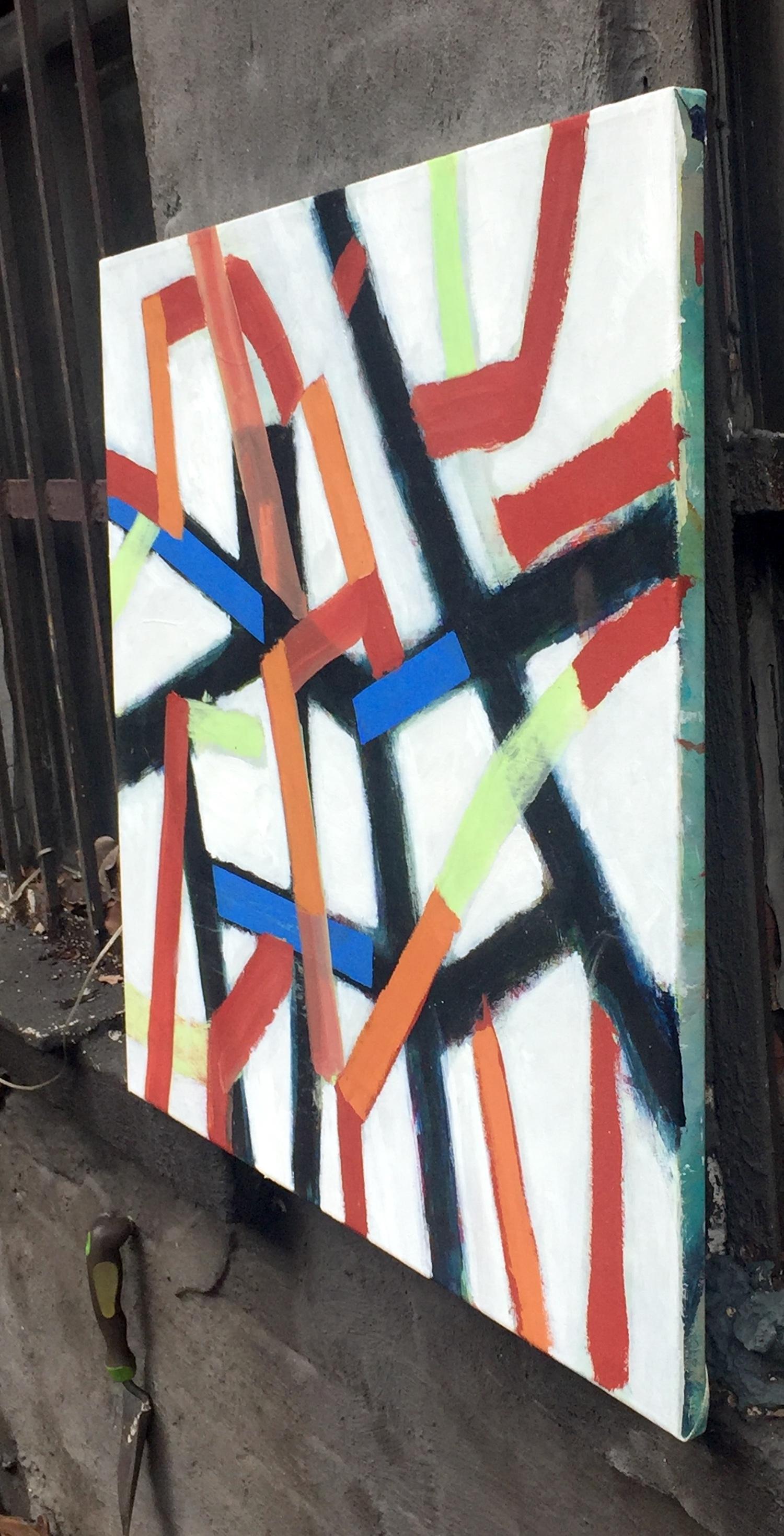 Linienkontrolle, Chromatische Collision Serie, Abstraktes Gemälde mit geometrischen Linien (Geometrische Abstraktion), Painting, von Robert Petrick