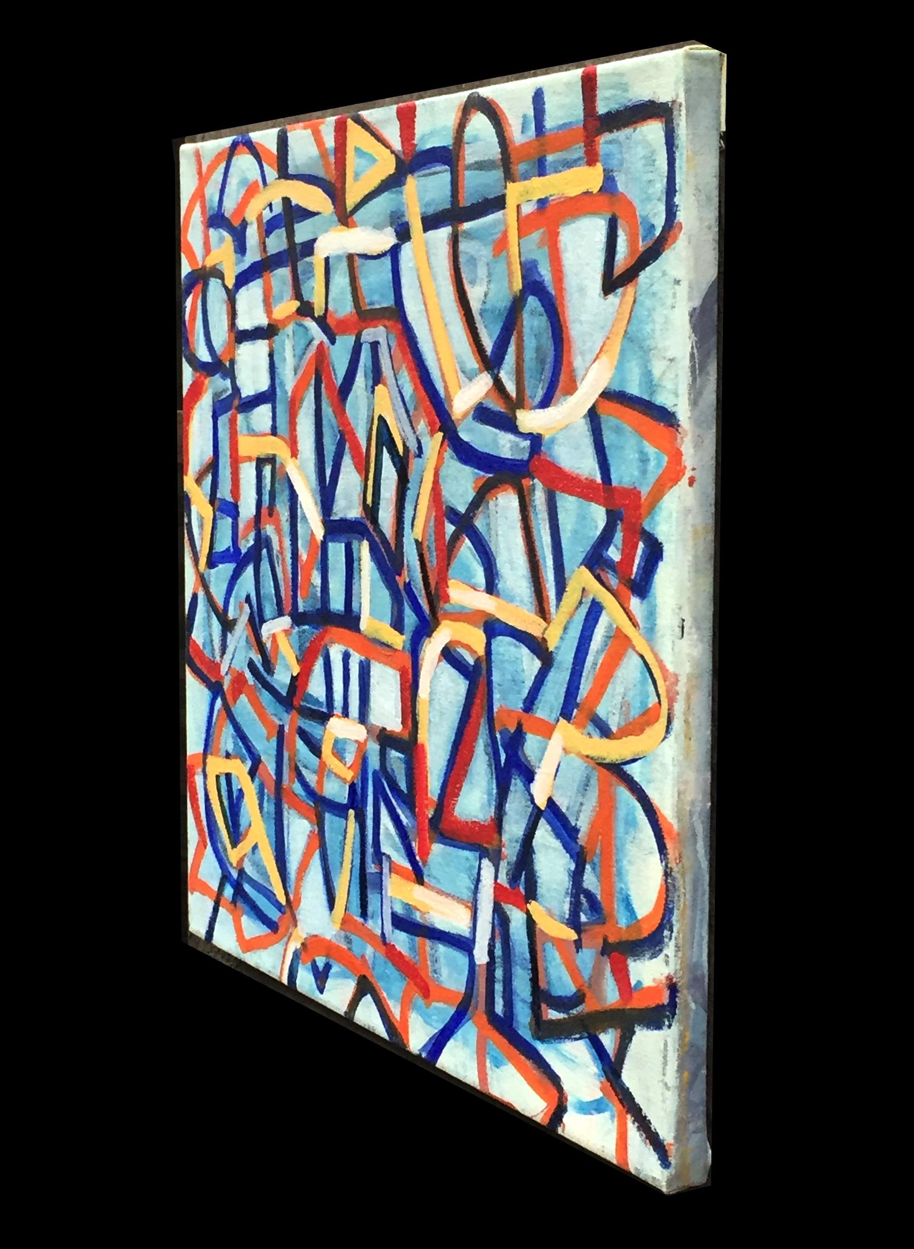 Naranja y azul (Serie Líneas de graffiti) - Painting de Robert Petrick