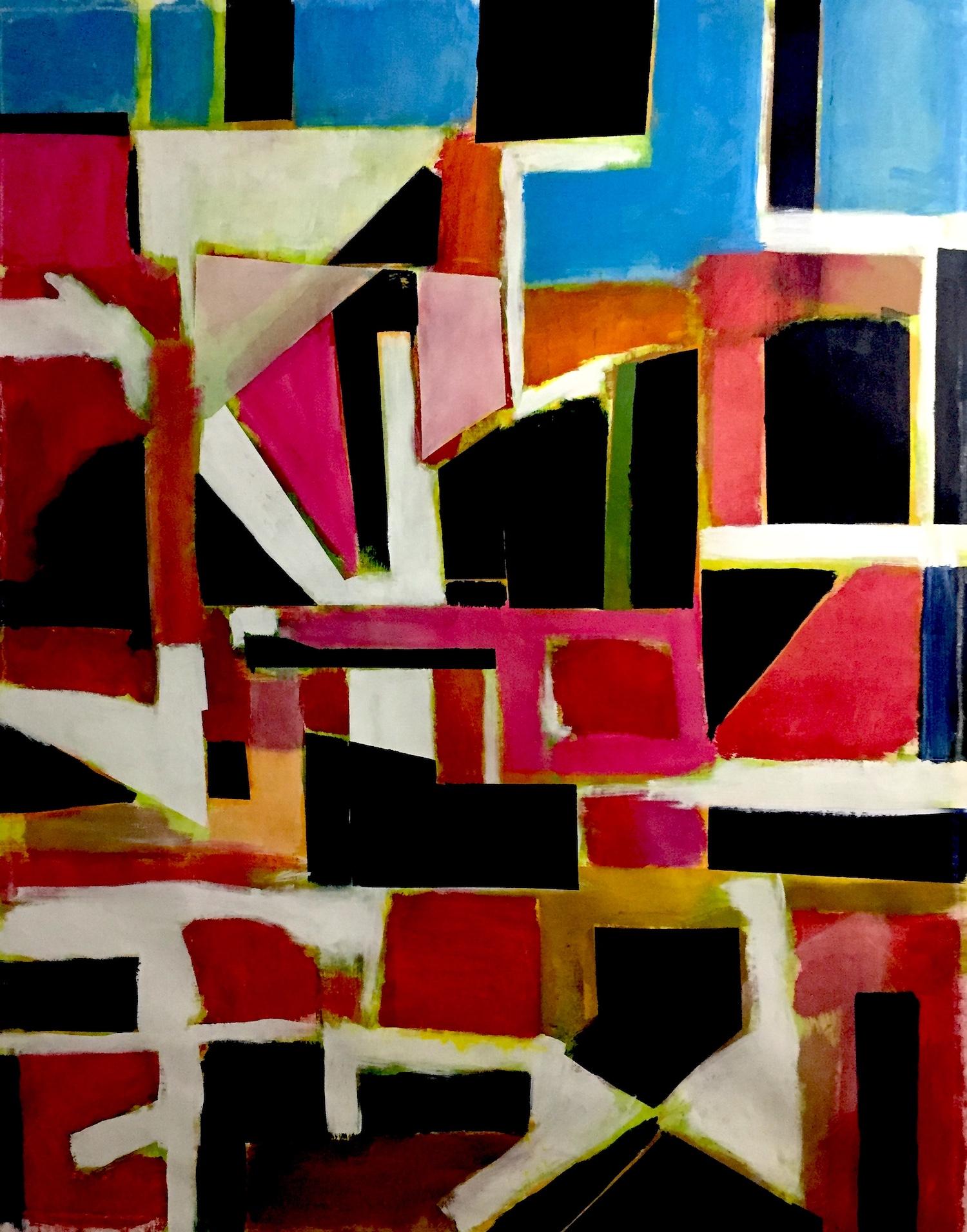 Robert Petrick Abstract Painting - Post Metro, Ziggurat Series, Abstract Geometric Painting