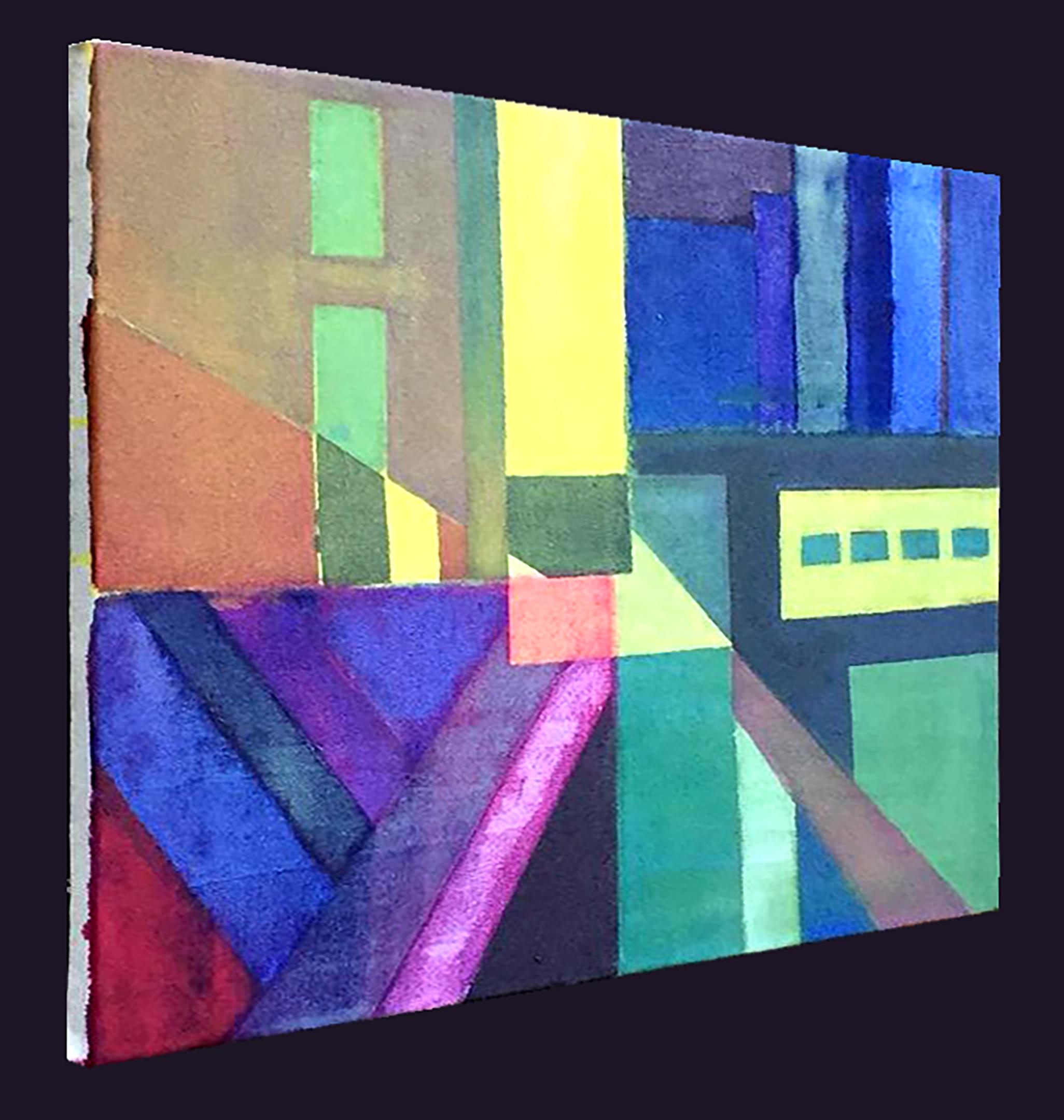 Composizione ricorrente, East Village, New York - Painting Astrattismo geometrico di Robert Petrick