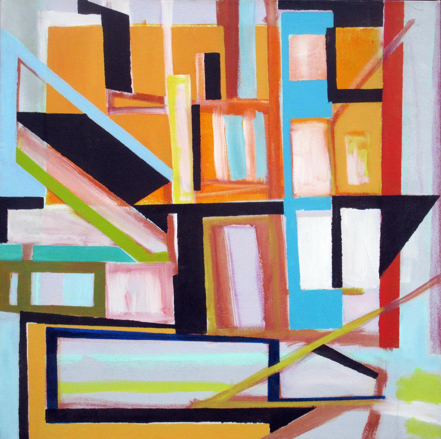 Abstract Painting di Robert Petrick - Robert W. Petrick, City Life (Pittura astratta, costruzione)