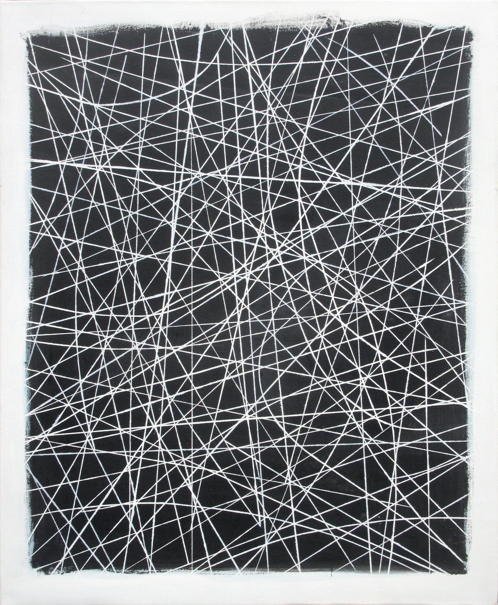 Abstract Painting de Robert Petrick - Robert W. Petrick, Líneas de ciudad (Pintura abstracta, Pintura en blanco y negro)