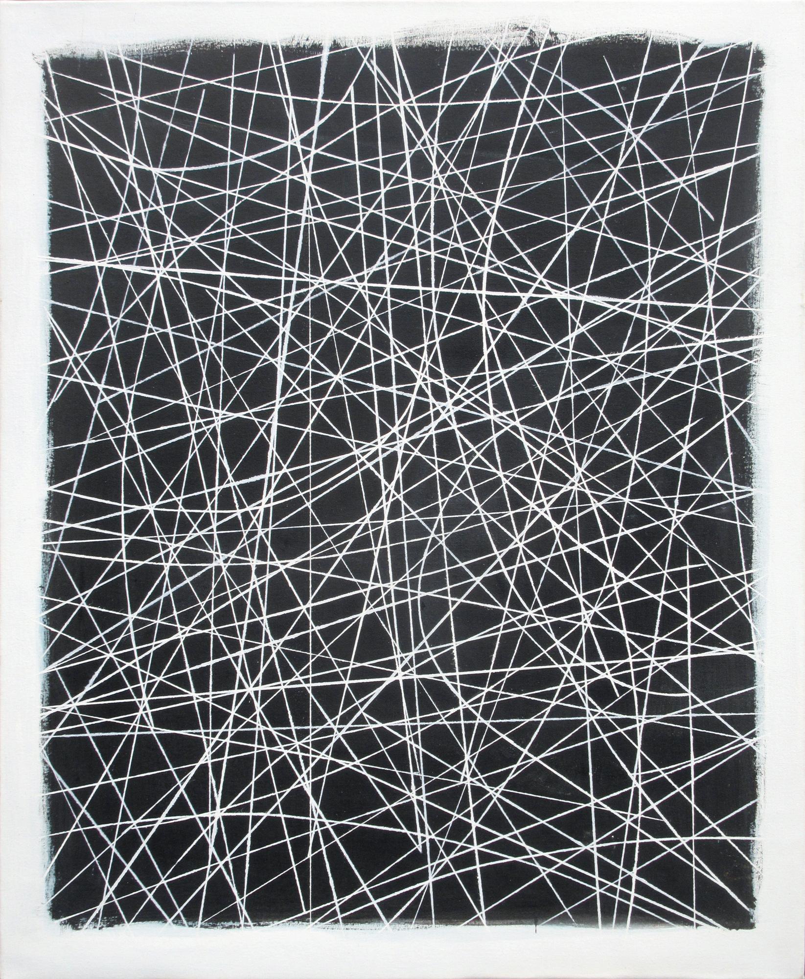 Robert Petrick Abstract Painting – Robert W. Petrick, City Lines (Abstrakte Malerei, Schwarz-Weiß-Gemälde)