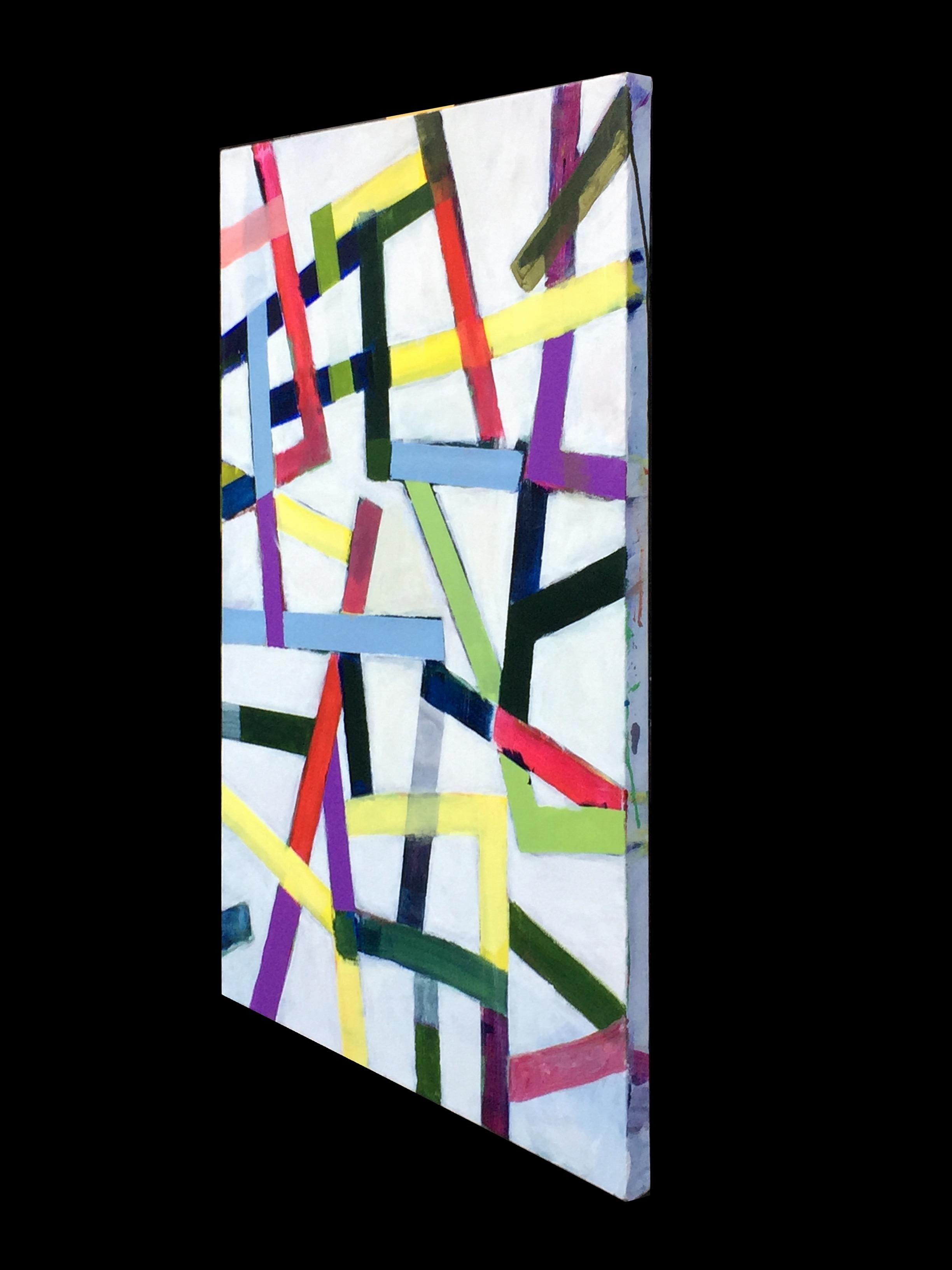 Rushhour, Chromatic Collision Series, Abstraktes Gemälde mit geometrischen Linien – Painting von Robert Petrick