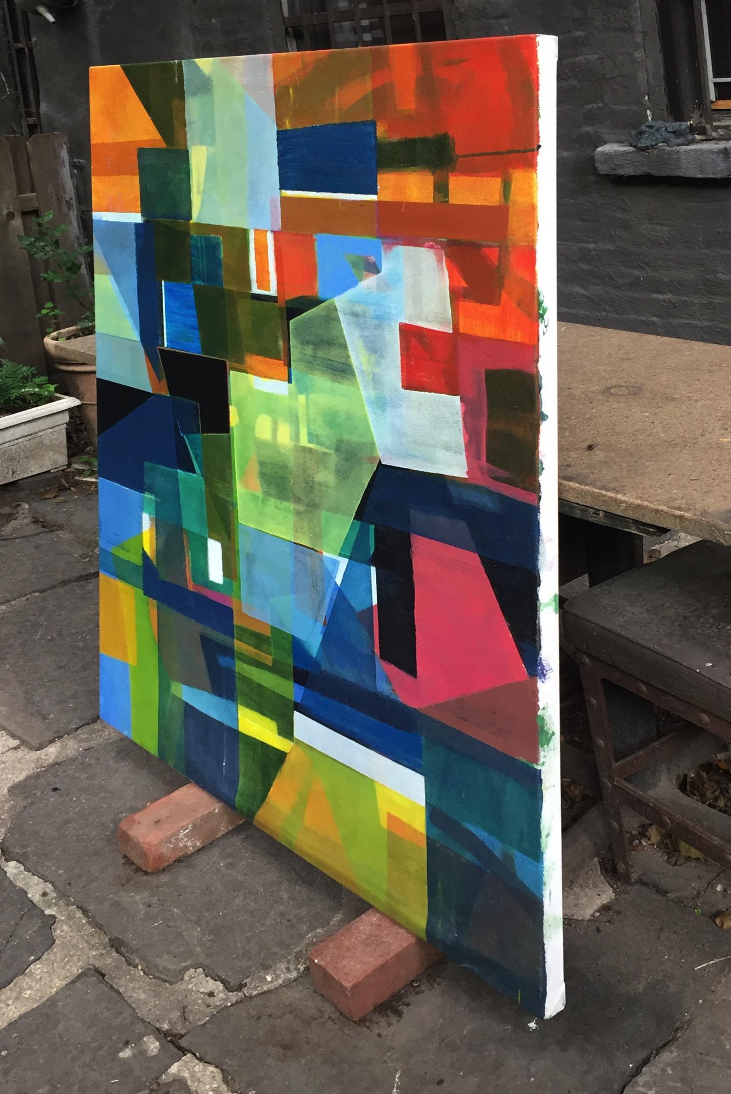 Shadow City, East Village New York/Geometrisches Abstraktes (Geometrische Abstraktion), Painting, von Robert Petrick