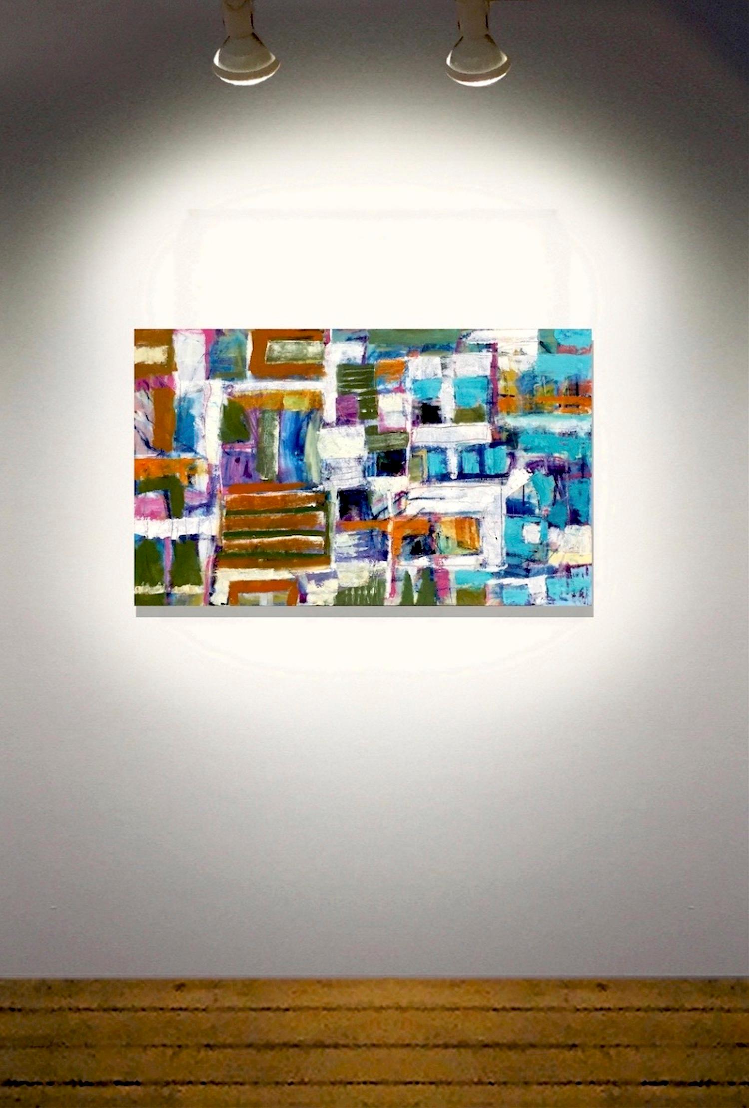 Stoop, Serie Ziggurat, Pittura Geometrica Astratta - Abstract Painting Grigio di Robert Petrick