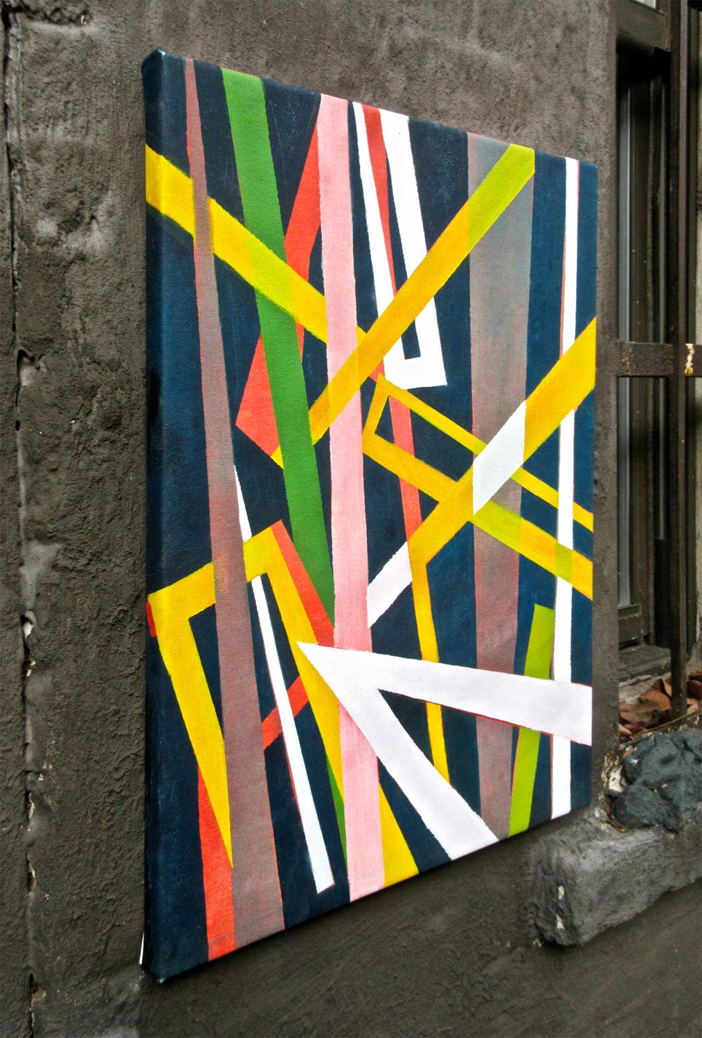 „Structure Series #2 V. 2“, East Village, farbenfrohes abstraktes geometrisches Gemälde – Painting von Robert Petrick