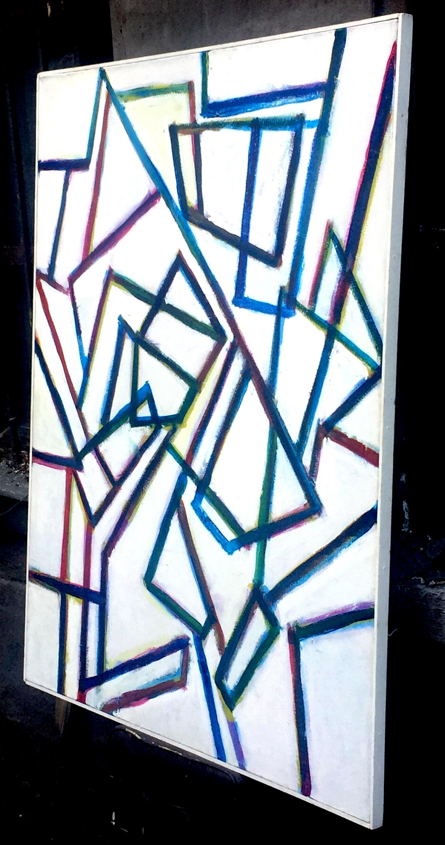 Taking Off, Chromatic Collision Series, Abstract Geometric Line Painting For Sale 2