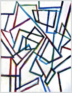 Taking Off, Chromatic Collision Series, Abstract Geometric Line Painting