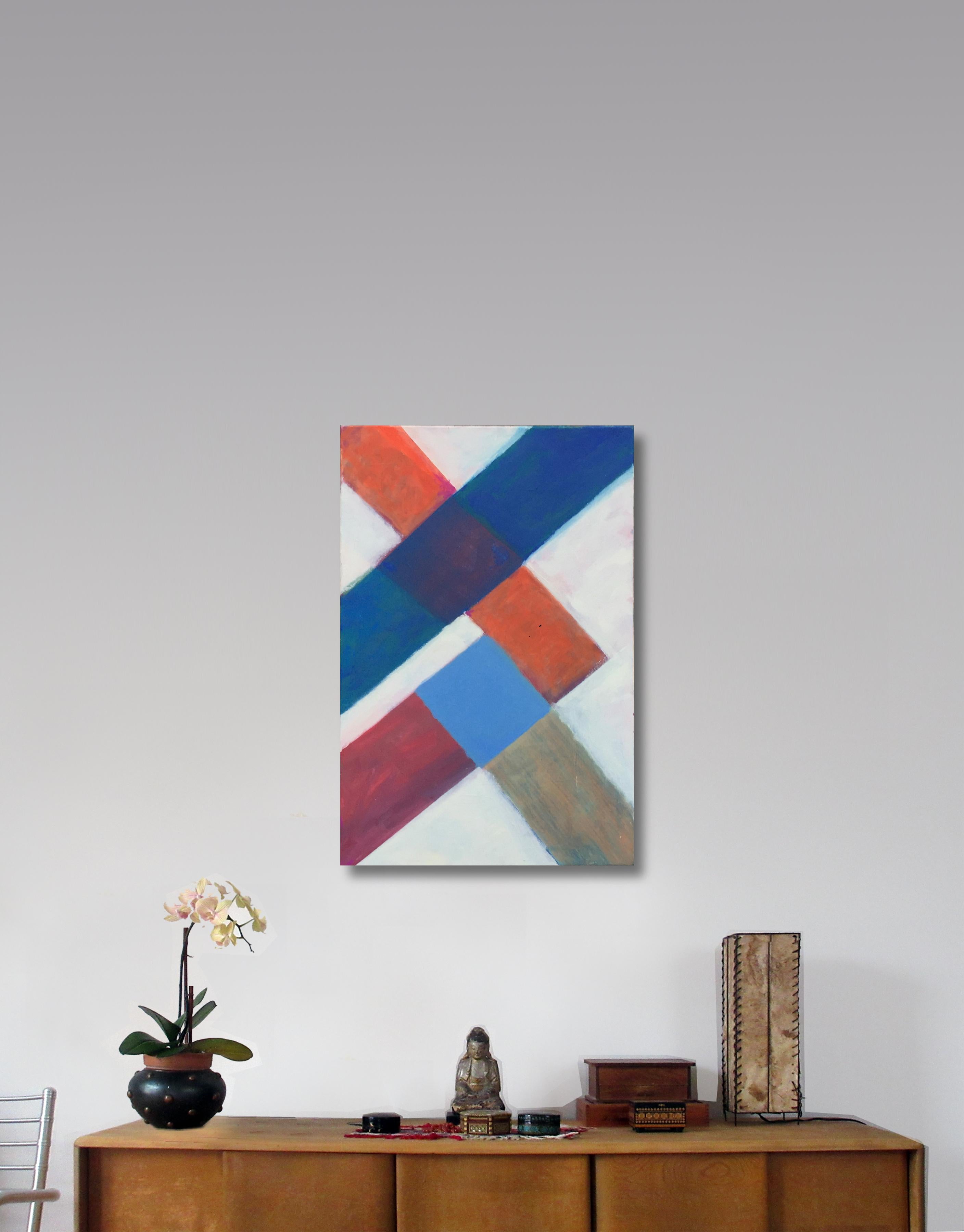 The Dancer, série Chromatic Collision, peinture à la ligne géométrique abstraite - Géométrique abstrait Painting par Robert Petrick