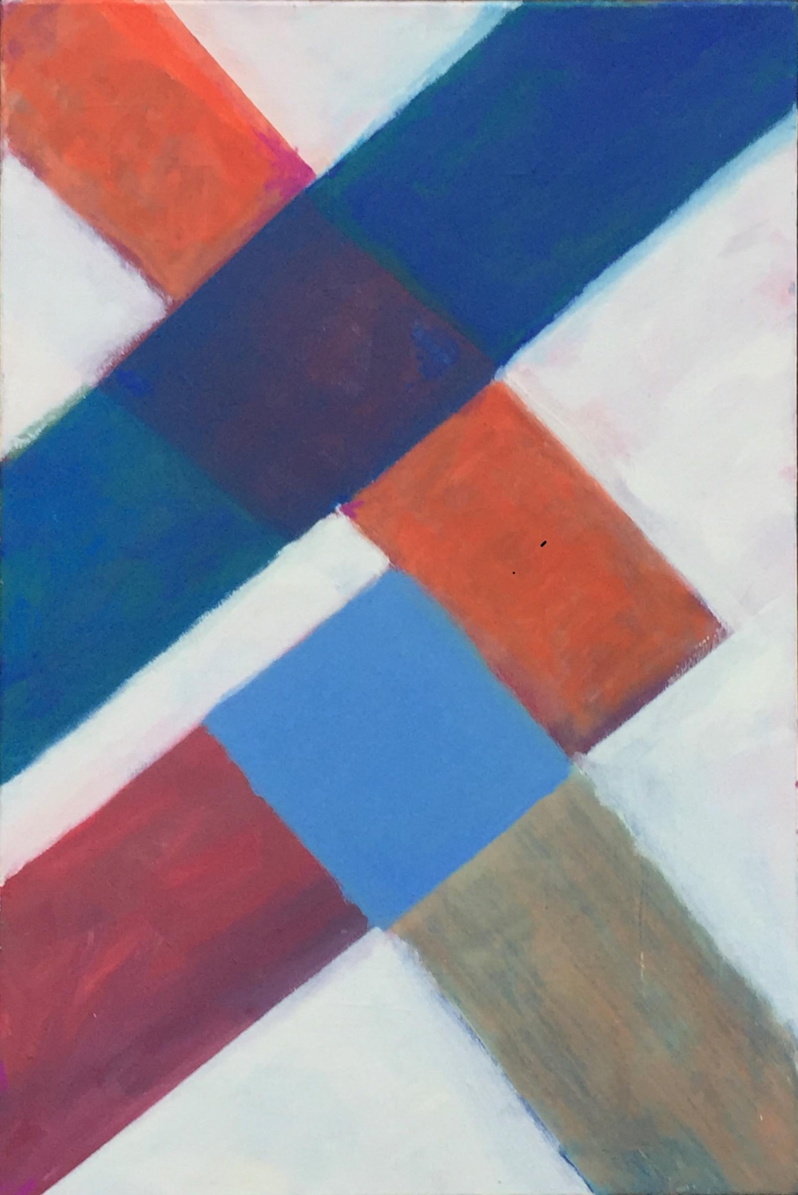 Robert Petrick Abstract Painting – The Dancer, Chromatic Collision Series, Abstraktes Gemälde mit geometrischen Linien