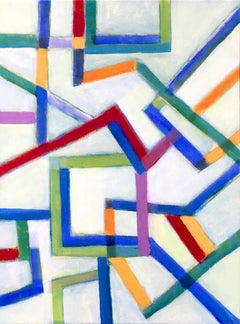 Plan B, série Chromatic Collision, peinture à la ligne géométrique abstraite