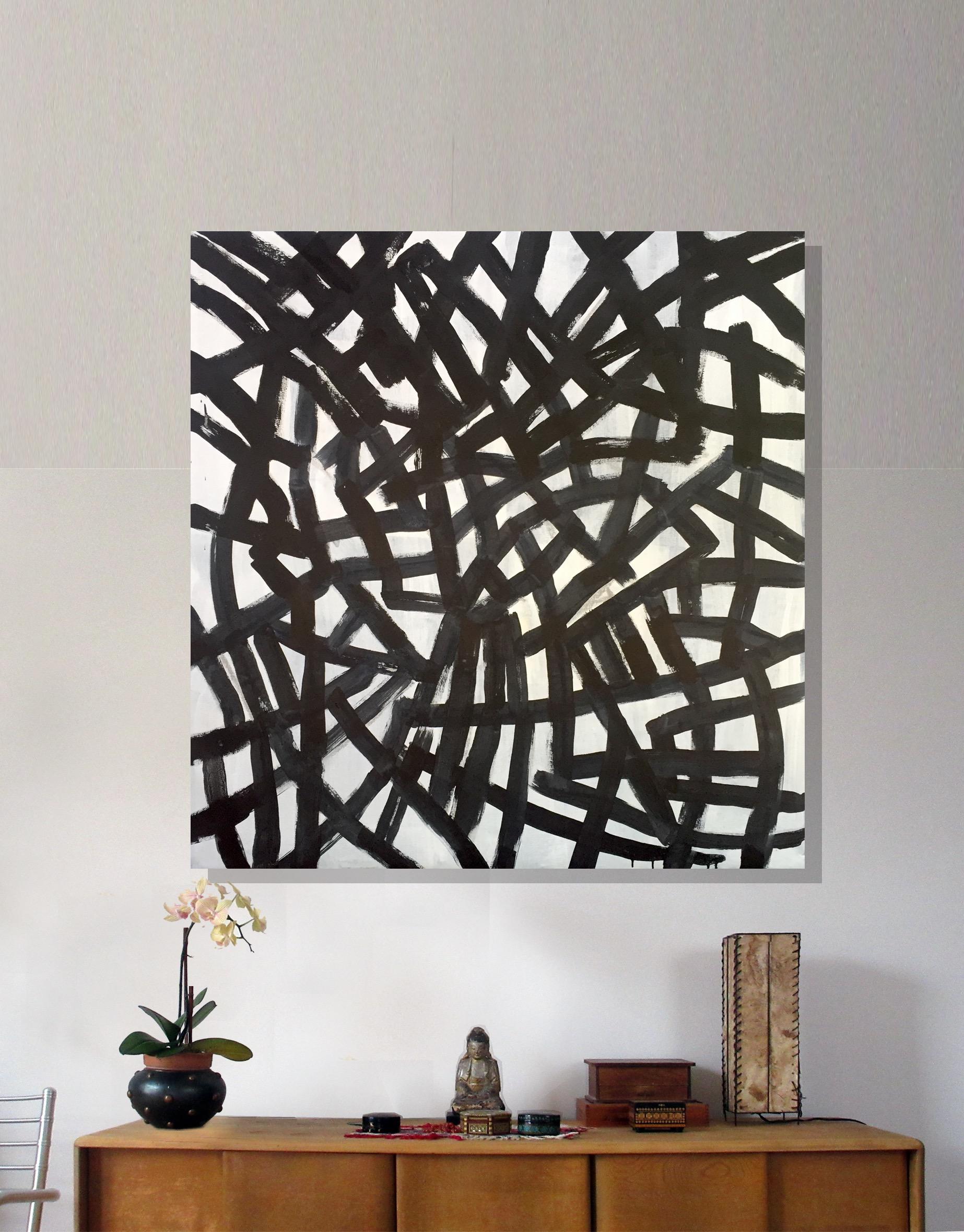 Walking the Walk, unstretched from Abstract Geometric Graffiti Line Style Series - Painting by Robert Petrick