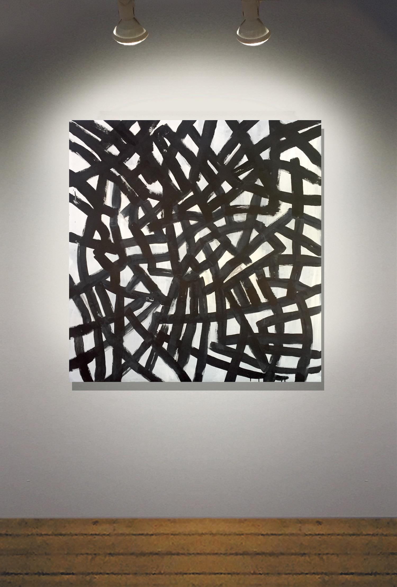Walking the Walk, unstretched from Abstract Geometric Graffiti Line Style Series - Black Abstract Painting by Robert Petrick