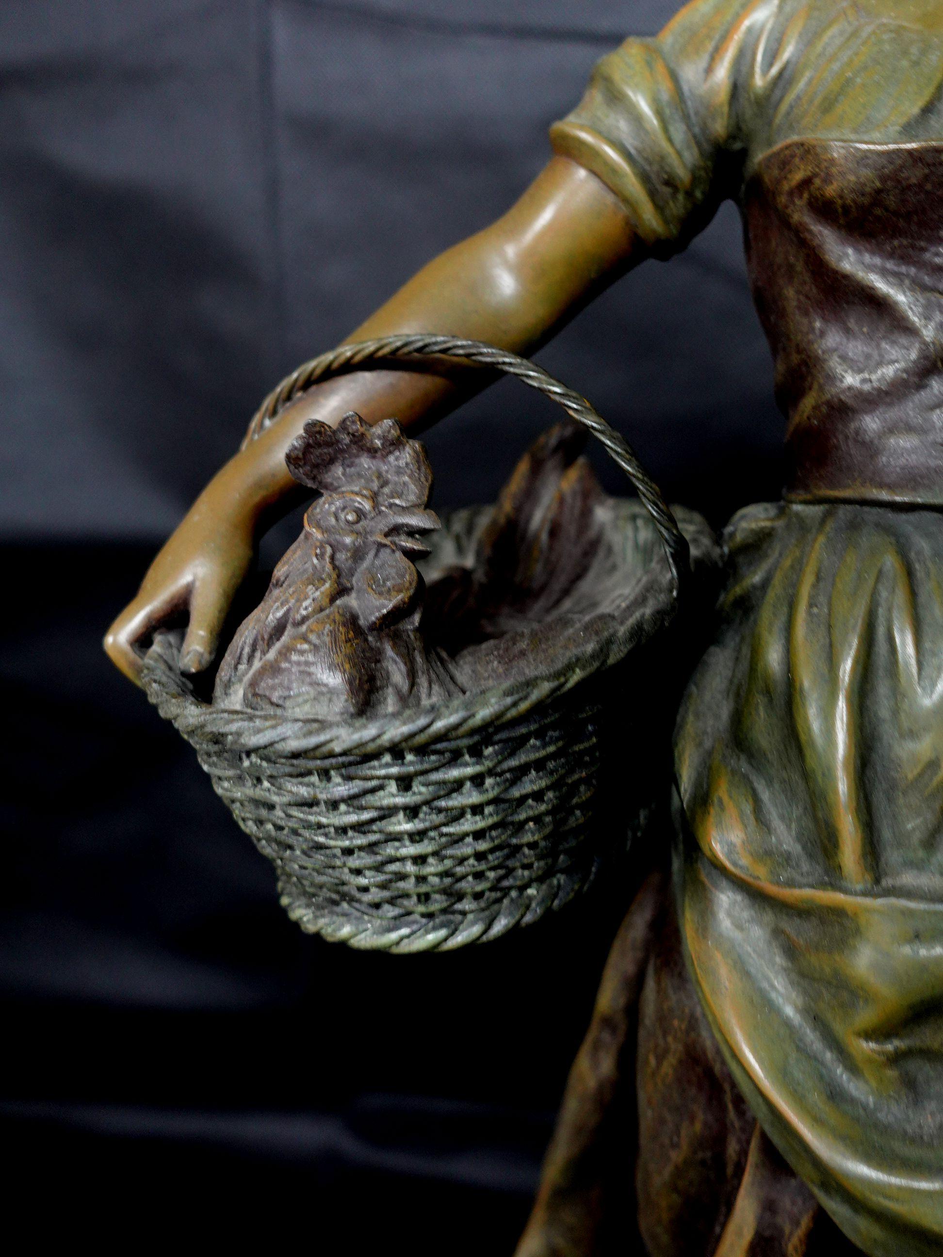 Fait main Robert Pfeffer, sculpture en bronze Jeune Mere, jeune fille avec enfant, Ric069 en vente
