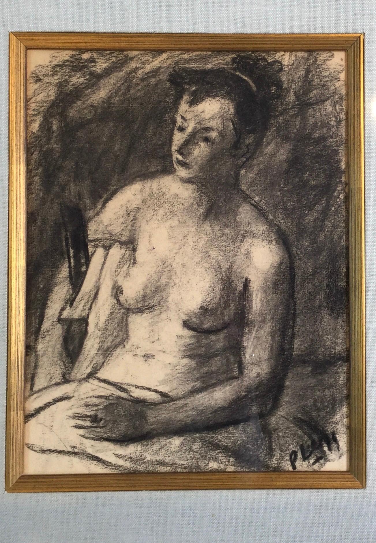 Robert Philipp is a noted artist. This is a pleasing figure charcoal nude on paper. Signed lower right corner. Nicely framed and matted. Overall size: 19 by 22