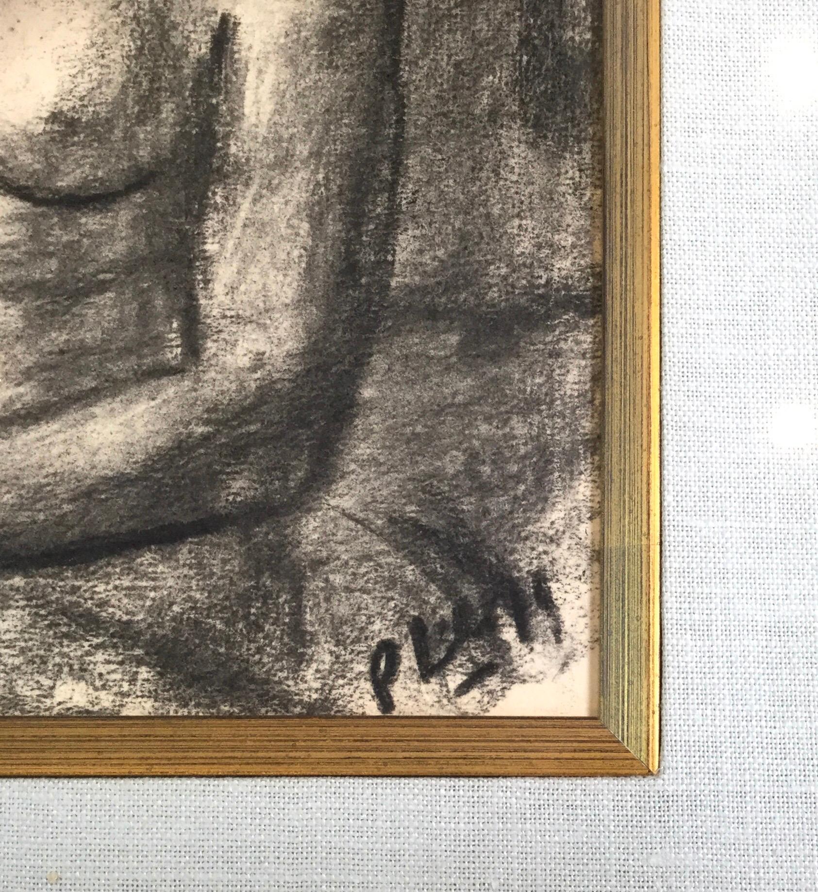 American Robert Philipp Charcoal Nude on Paper