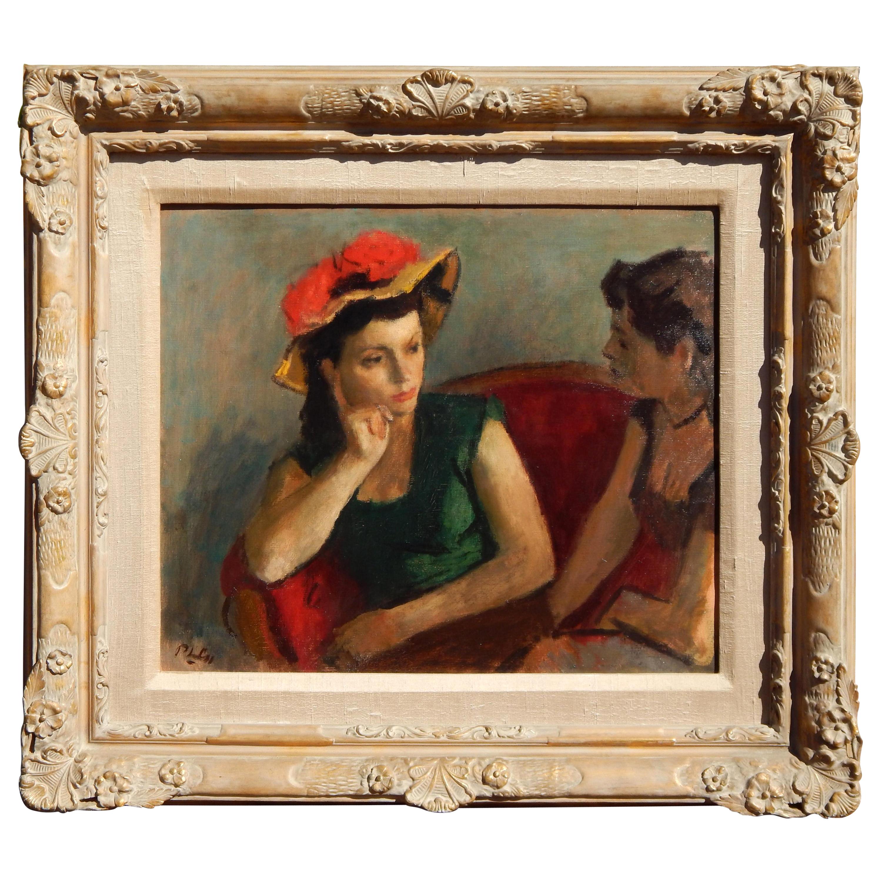 Robert Philipp Painting "Two Women in Conversation" For Sale