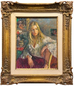 Retrato de "Eve Colin" por Robert Philipp  - óleo sobre lienzo 1981 enmarcado