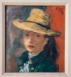 Girl in Straw Hat Oil Painting by Robert Philipp