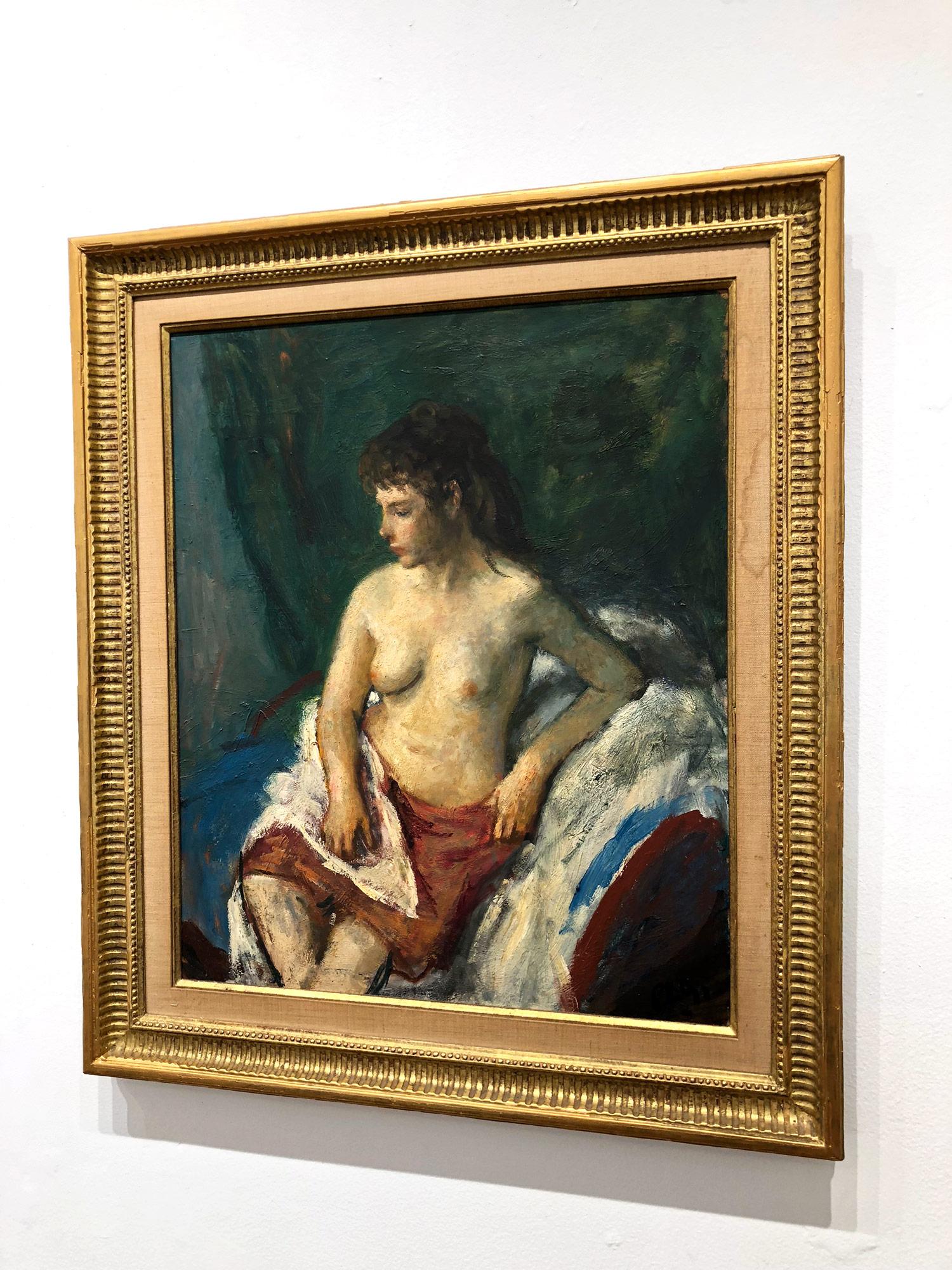 „Porträt einer sitzenden nackten Frau“, amerikanisches impressionistisches Gemälde, Öl auf Tafel im Angebot 12