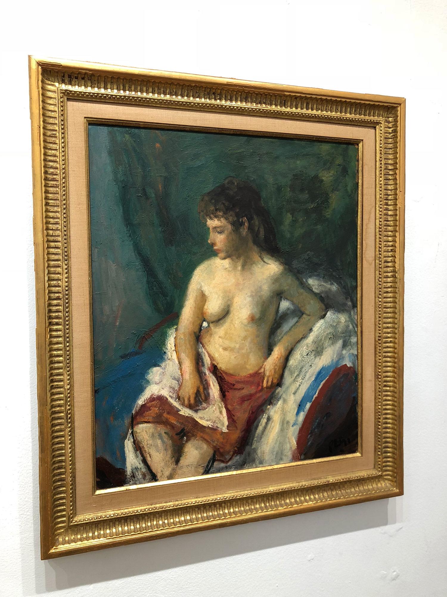 „Porträt einer sitzenden nackten Frau“, amerikanisches impressionistisches Gemälde, Öl auf Tafel im Angebot 13