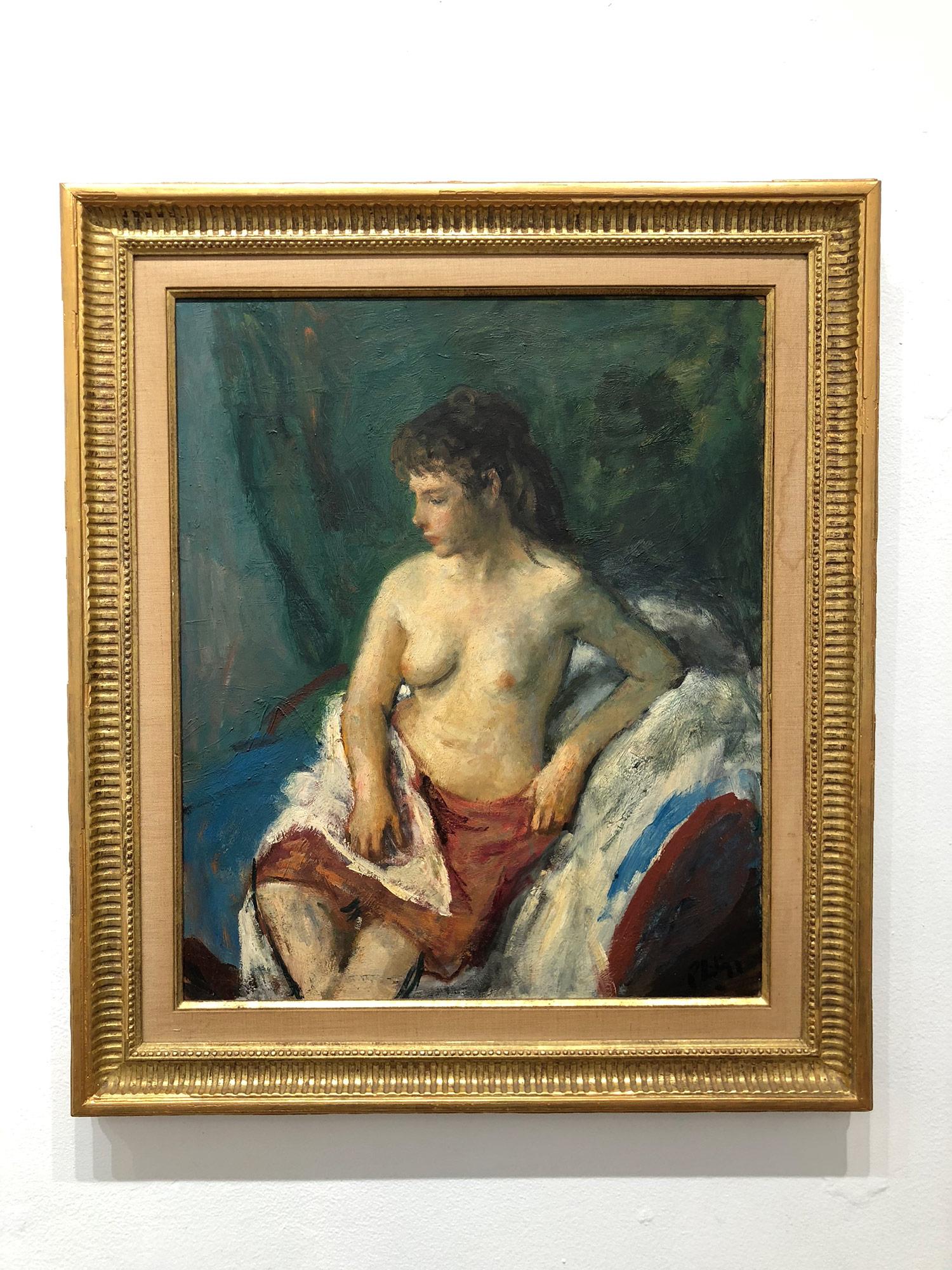 „Porträt einer sitzenden nackten Frau“, amerikanisches impressionistisches Gemälde, Öl auf Tafel im Angebot 14