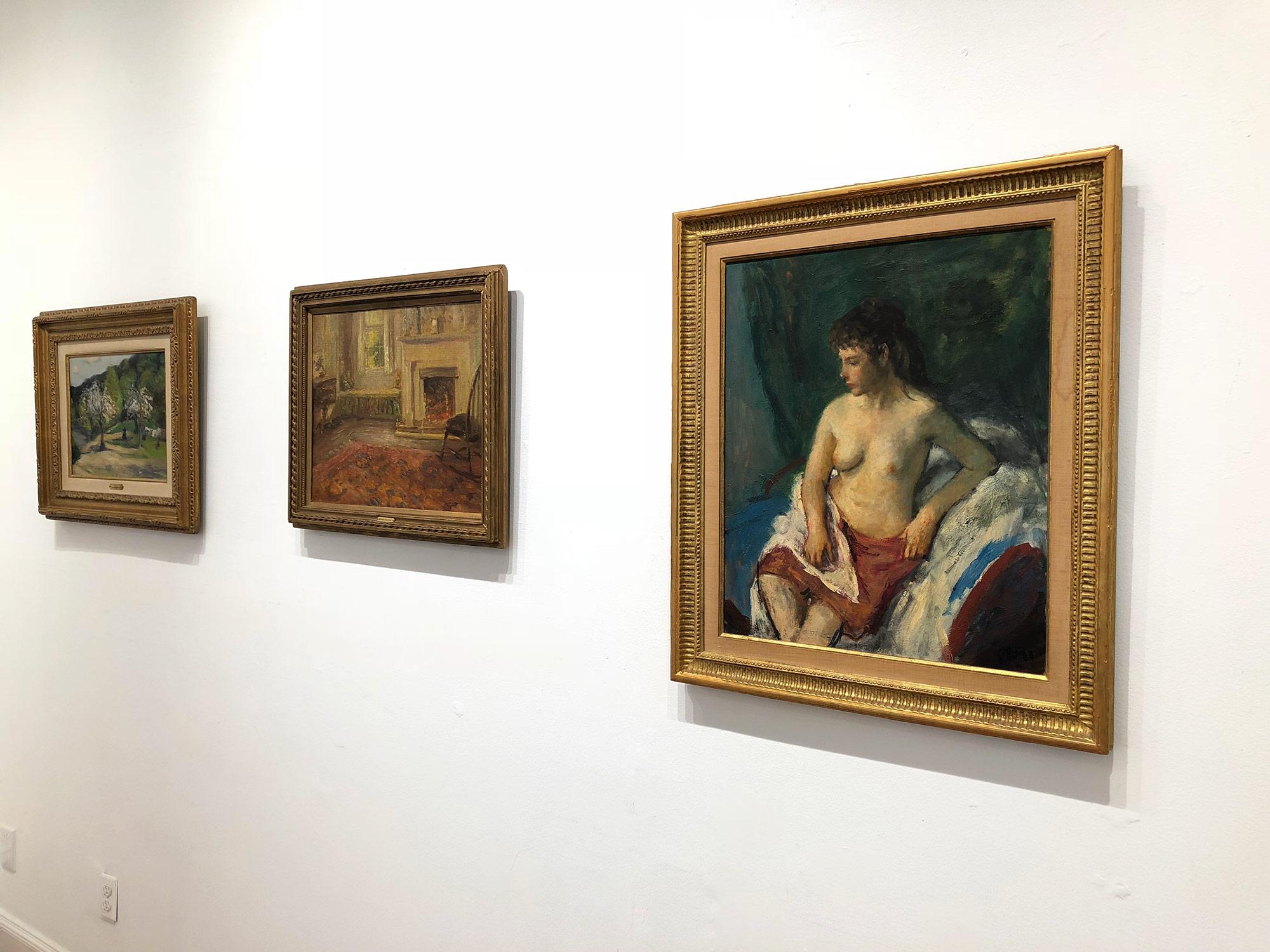 „Porträt einer sitzenden nackten Frau“, amerikanisches impressionistisches Gemälde, Öl auf Tafel im Angebot 15