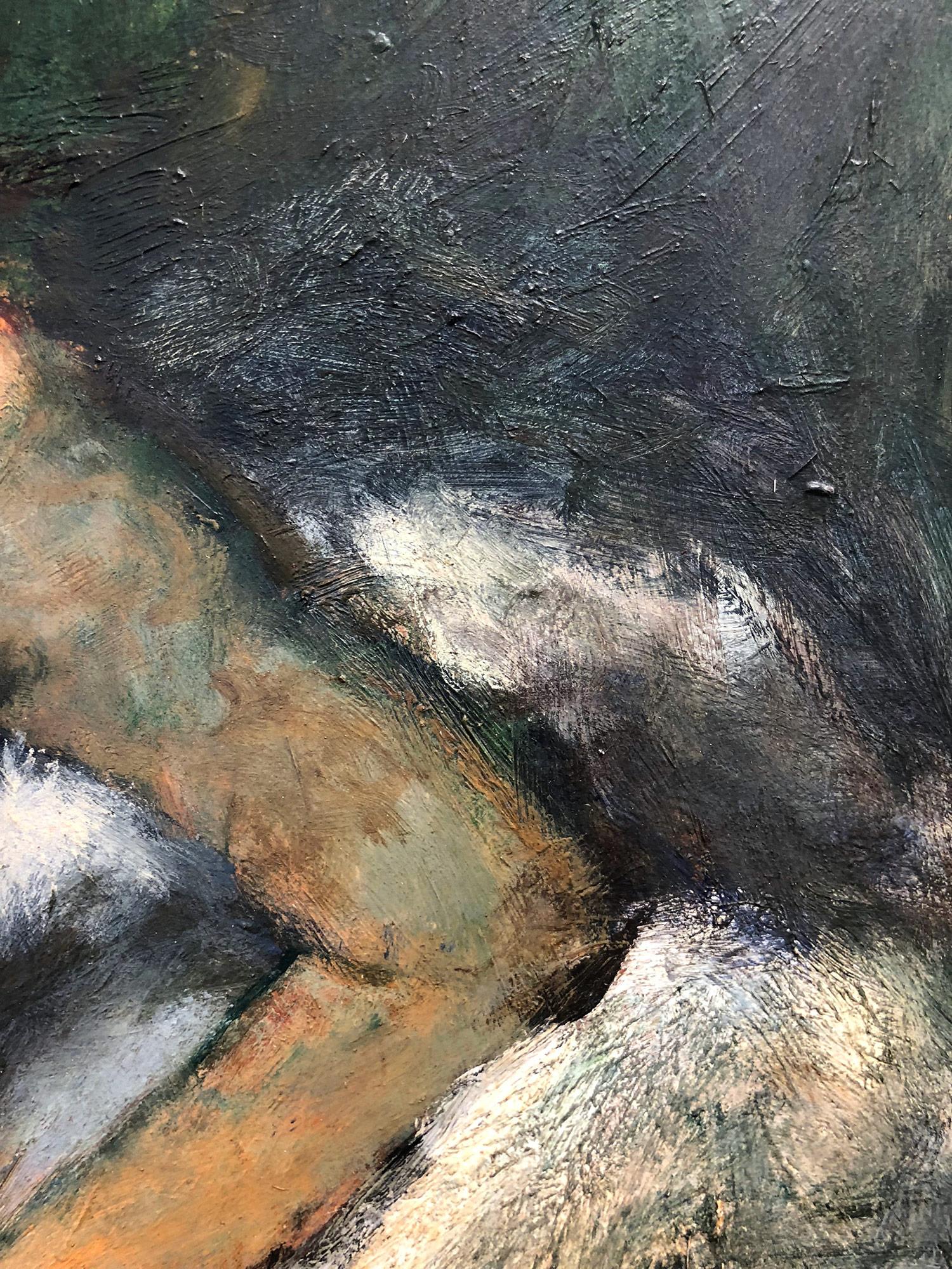 „Porträt einer sitzenden nackten Frau“, amerikanisches impressionistisches Gemälde, Öl auf Tafel im Angebot 4