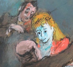 Escena de restaurante con banda, pintura impresionista al gouache de Robert Philipp