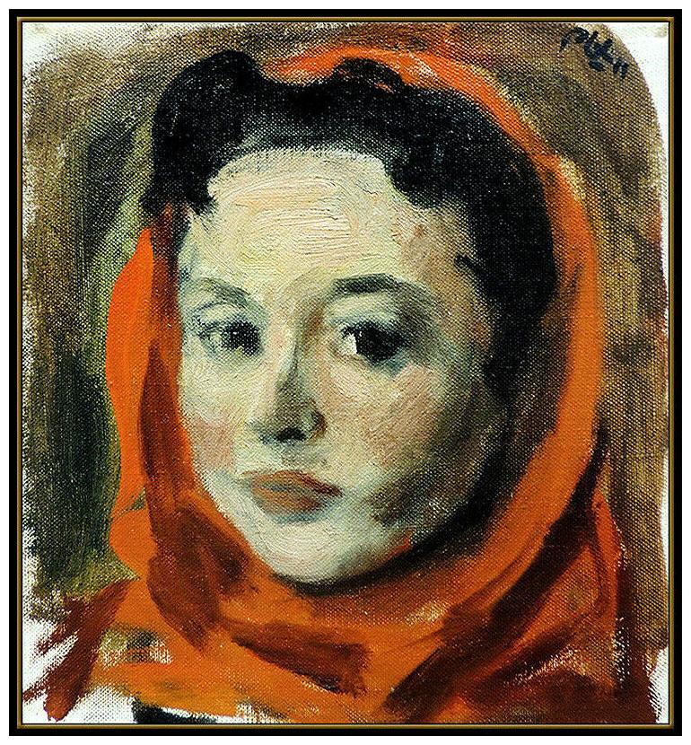 Robert Philipp Original Oil Painting On Canvas Signed Female Portrait Framed Art For Sale 1