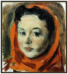 Robert Philipp Original Oil Painting On Canvas Signed Female Portrait Framed Art