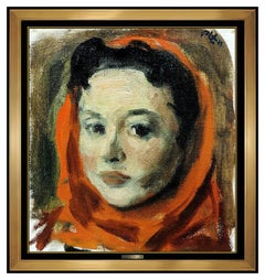 Vintage Robert Philipp Original Oil Painting On Canvas Signed Female Portrait Framed Art