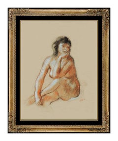 Robert Philipp ORIGINAL Pastel Painting Signed Female Portrait Nude Rare Artwork