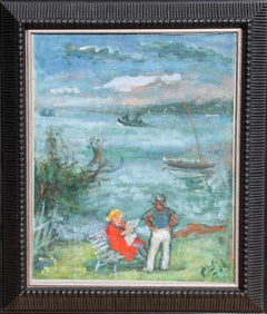 Sailor and Reading Woman, Impressionist Oil Painting by Robert Philipp