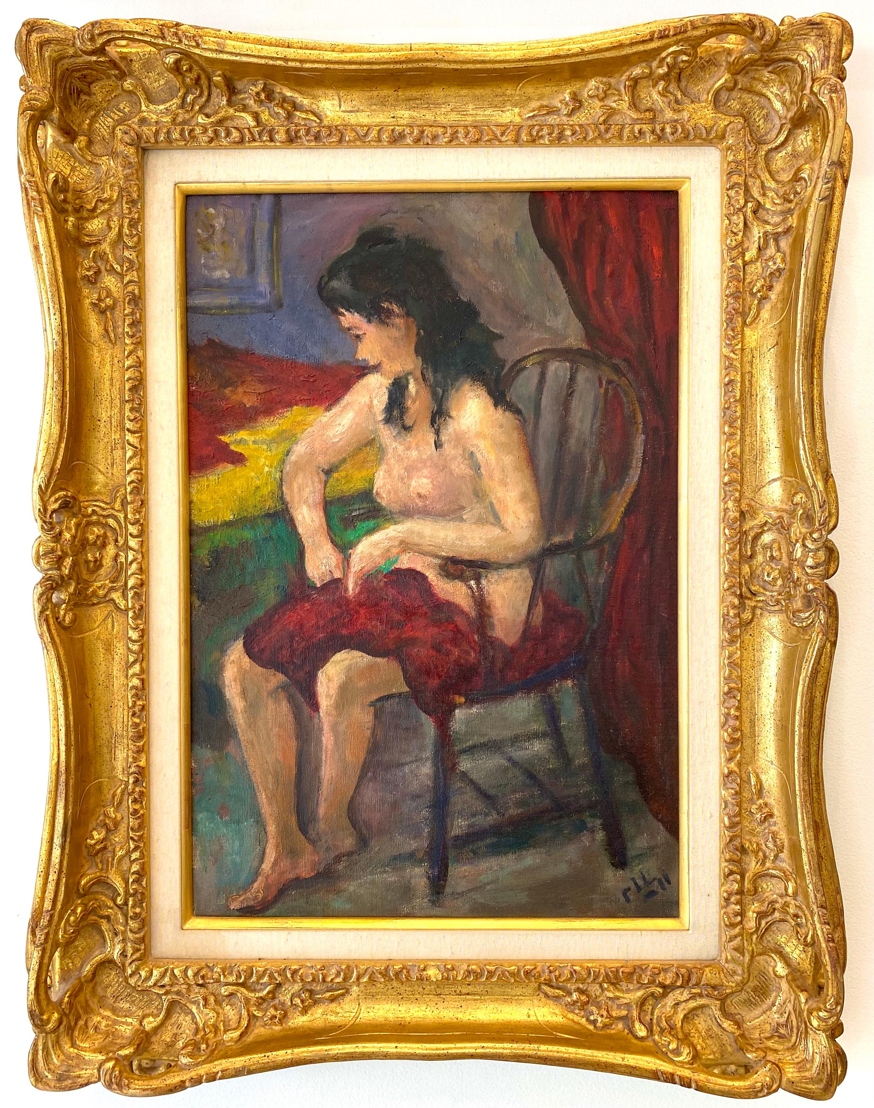 “Seated Nude” - Painting by Robert Philipp
