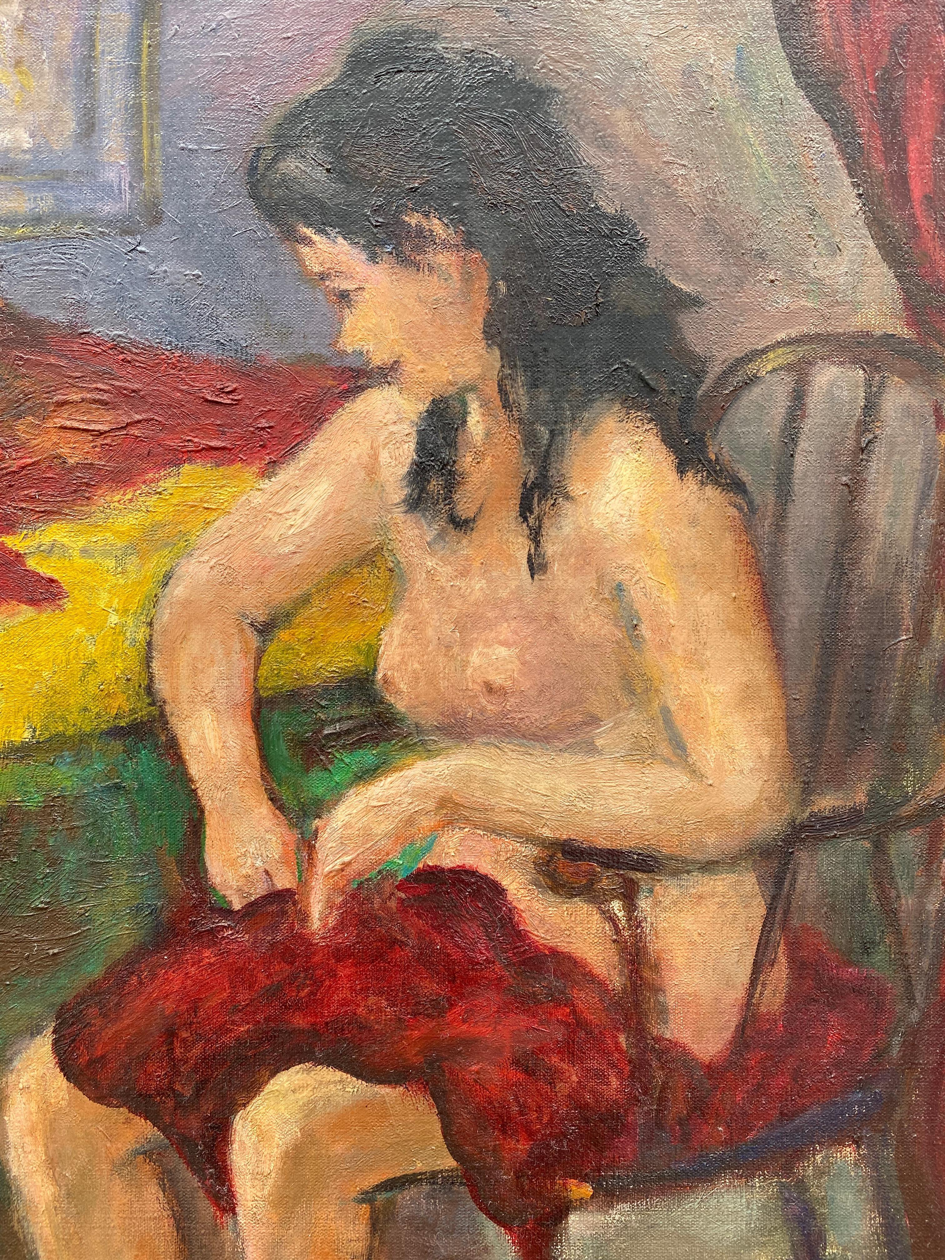 “Seated Nude” - Post-Impressionist Painting by Robert Philipp