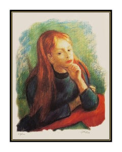 Robert Philipp Color Lithograph Original SIGNED Authentic Female Portrait Art