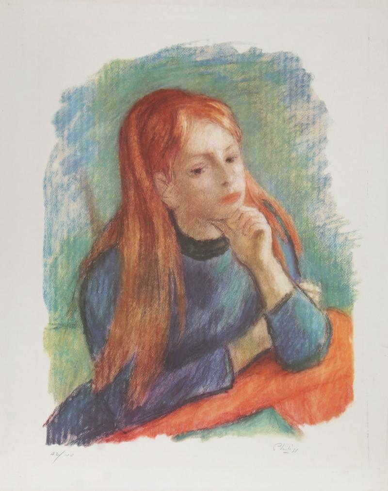Rochelle by Robert Philipp, American (1895–1981)
Date: circa 1970
Lithograph, signed and numbered in pencil
Edition of 100
Size: 26 in. x 20 in. (66.04 cm x 50.8 cm)