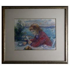 Vintage Robert Philipp The Letter Pastel on Paper Modern Impressionism Framed