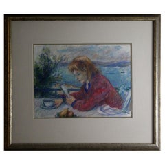 Robert Philipp The Letter Pastel on Paper Modern Impressionism Framed