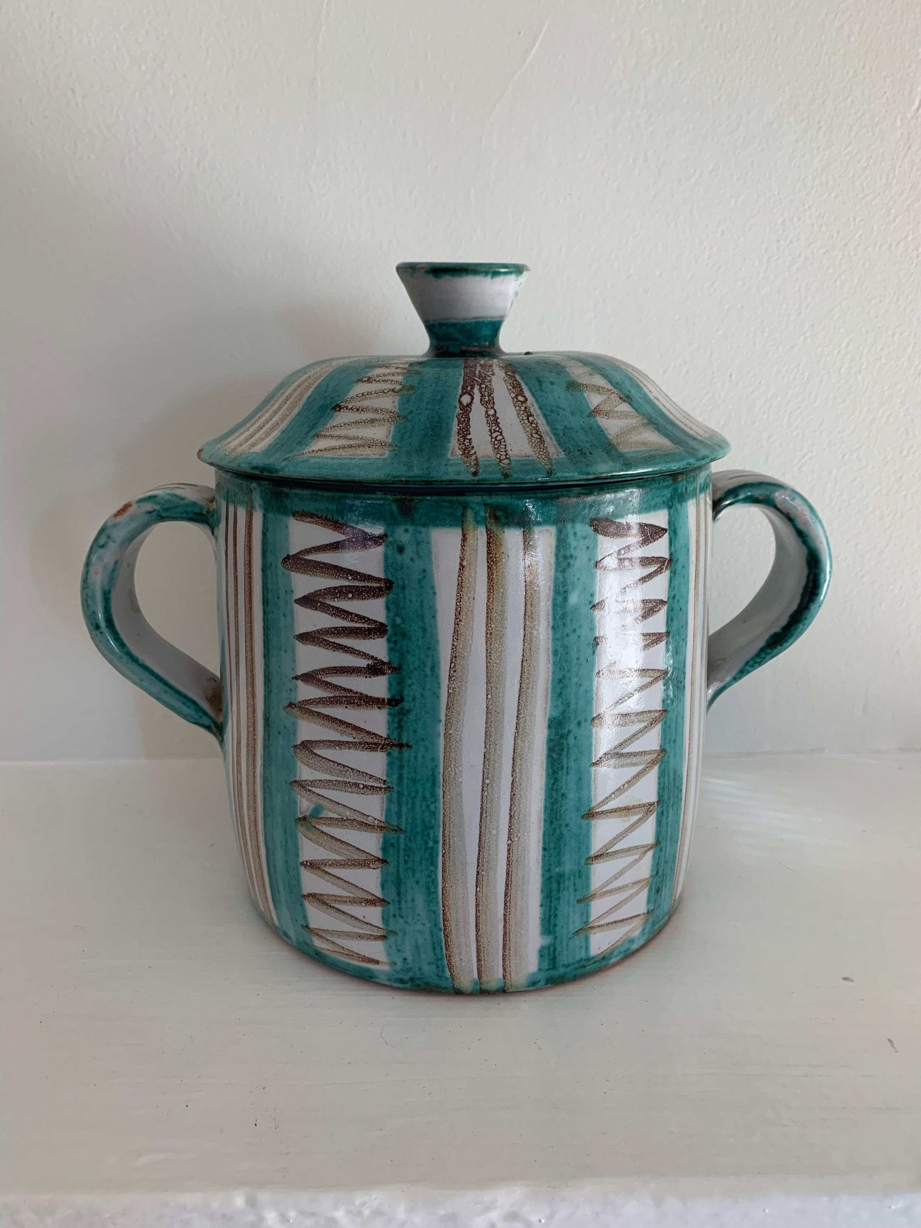 Stile provenzale Robert Picault (1919-2000) Vaso con coperchio, Vallauris, Francia, anni '50 in vendita