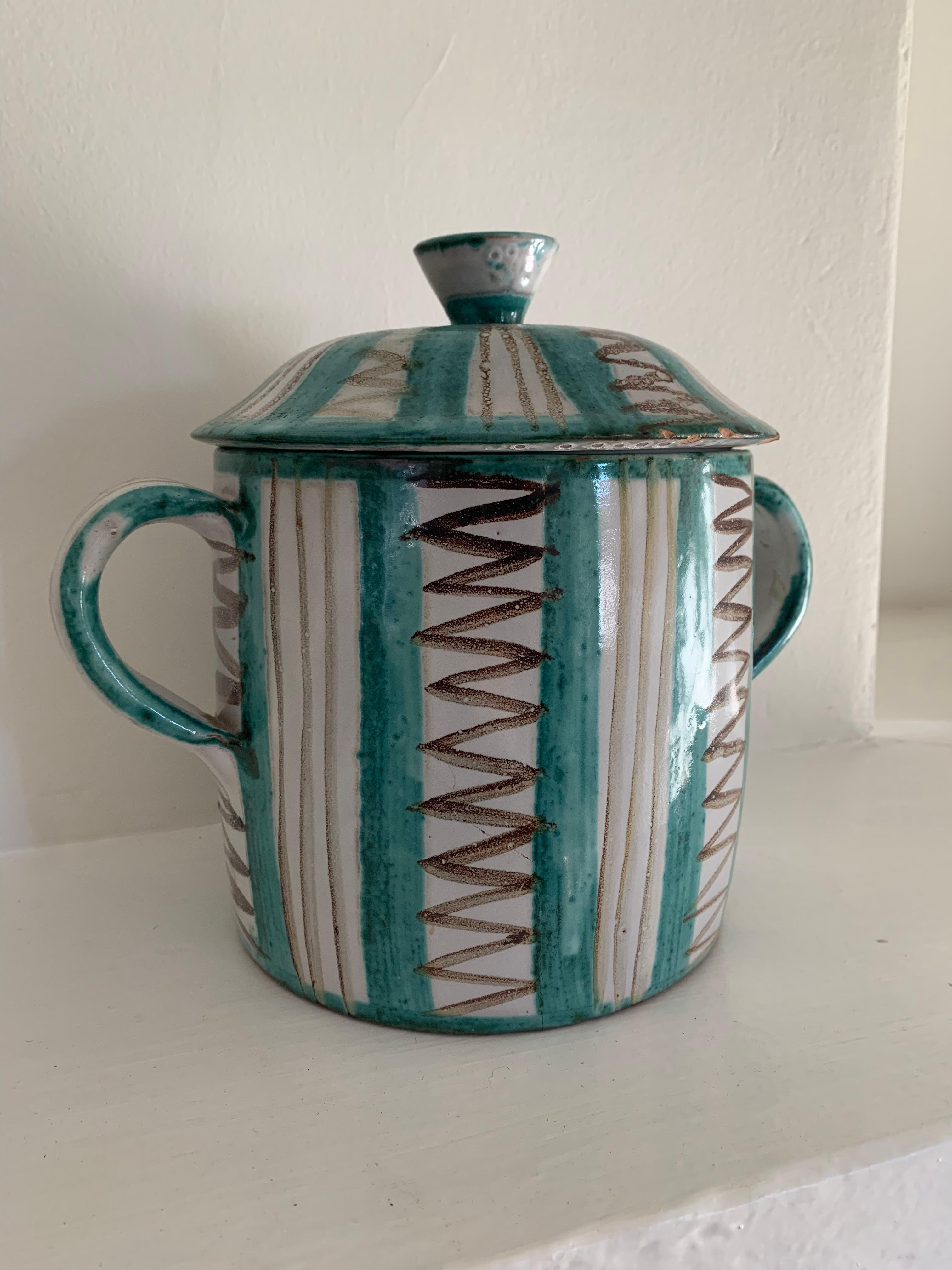 Francese Robert Picault (1919-2000) Vaso con coperchio, Vallauris, Francia, anni '50 in vendita