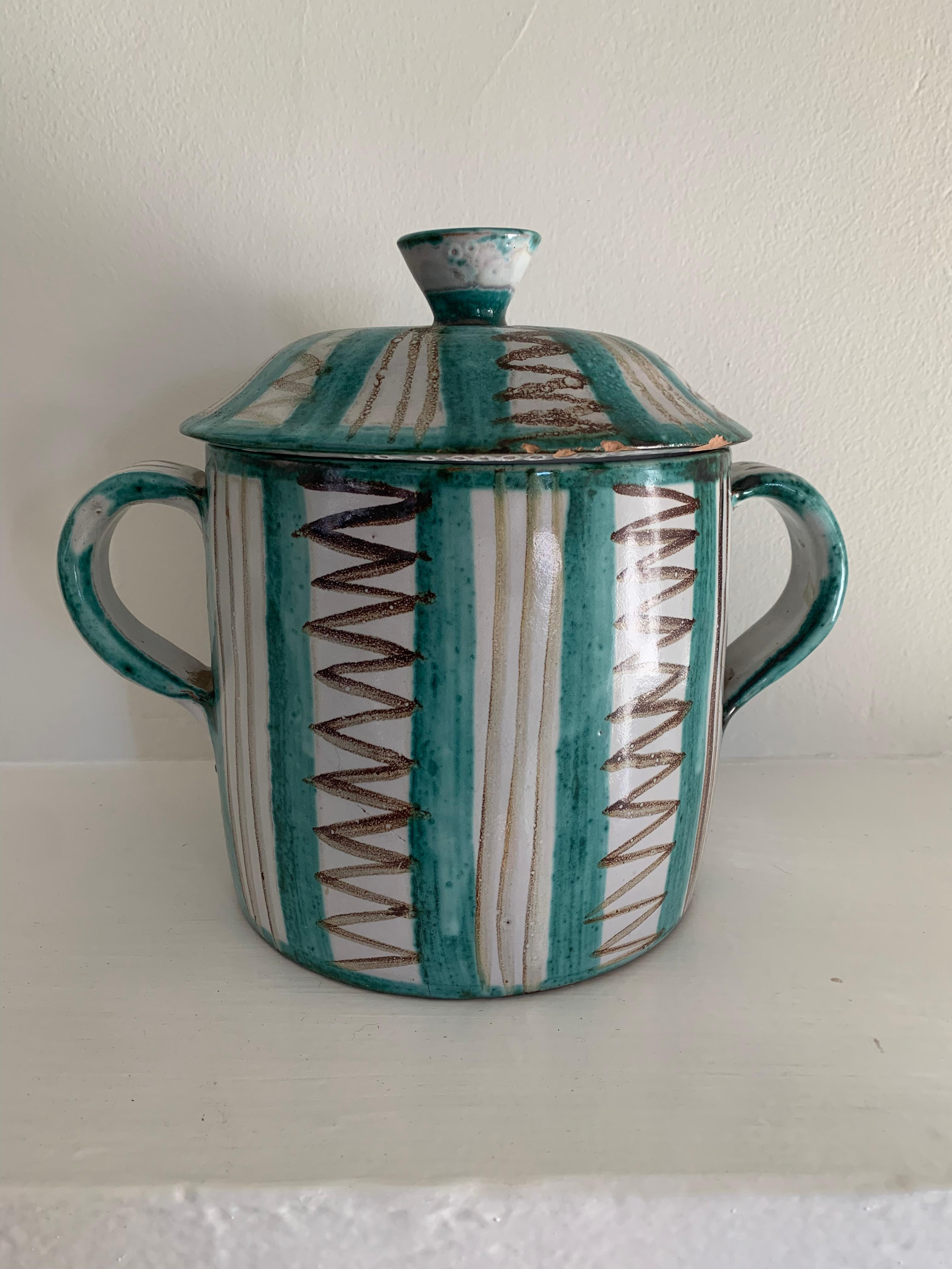 Robert Picault (1919-2000) Vaso con coperchio, Vallauris, Francia, anni '50 In condizioni buone in vendita a New York, NY