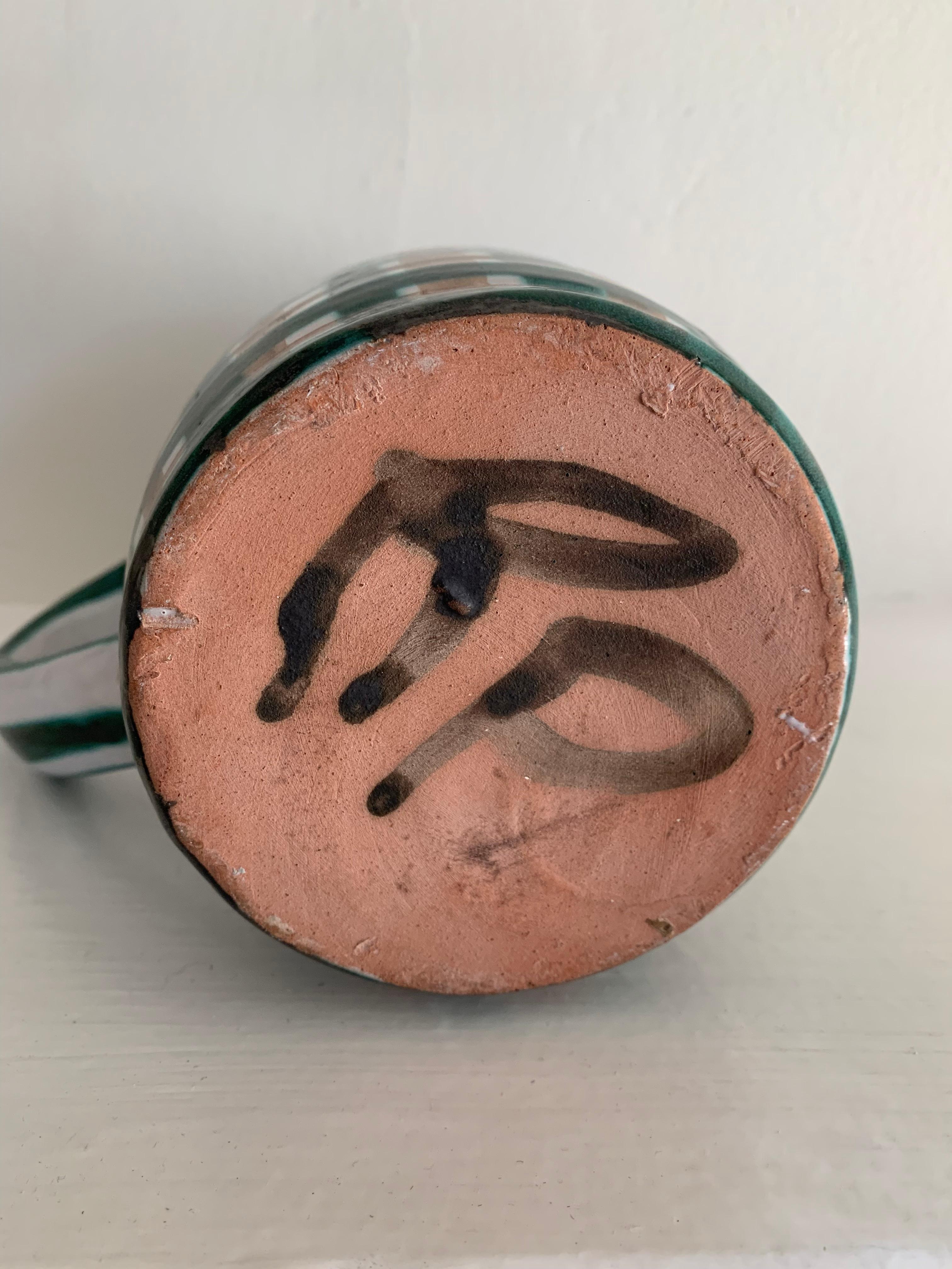 Robert Picault (1919-2000) Brocca in ceramica con motivo a quadri, Vallauris, Francia, anni '50 in vendita 3