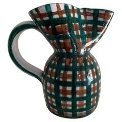 Robert Picault (1919-2000) Brocca in ceramica con motivo a quadri, Vallauris, Francia, anni '50