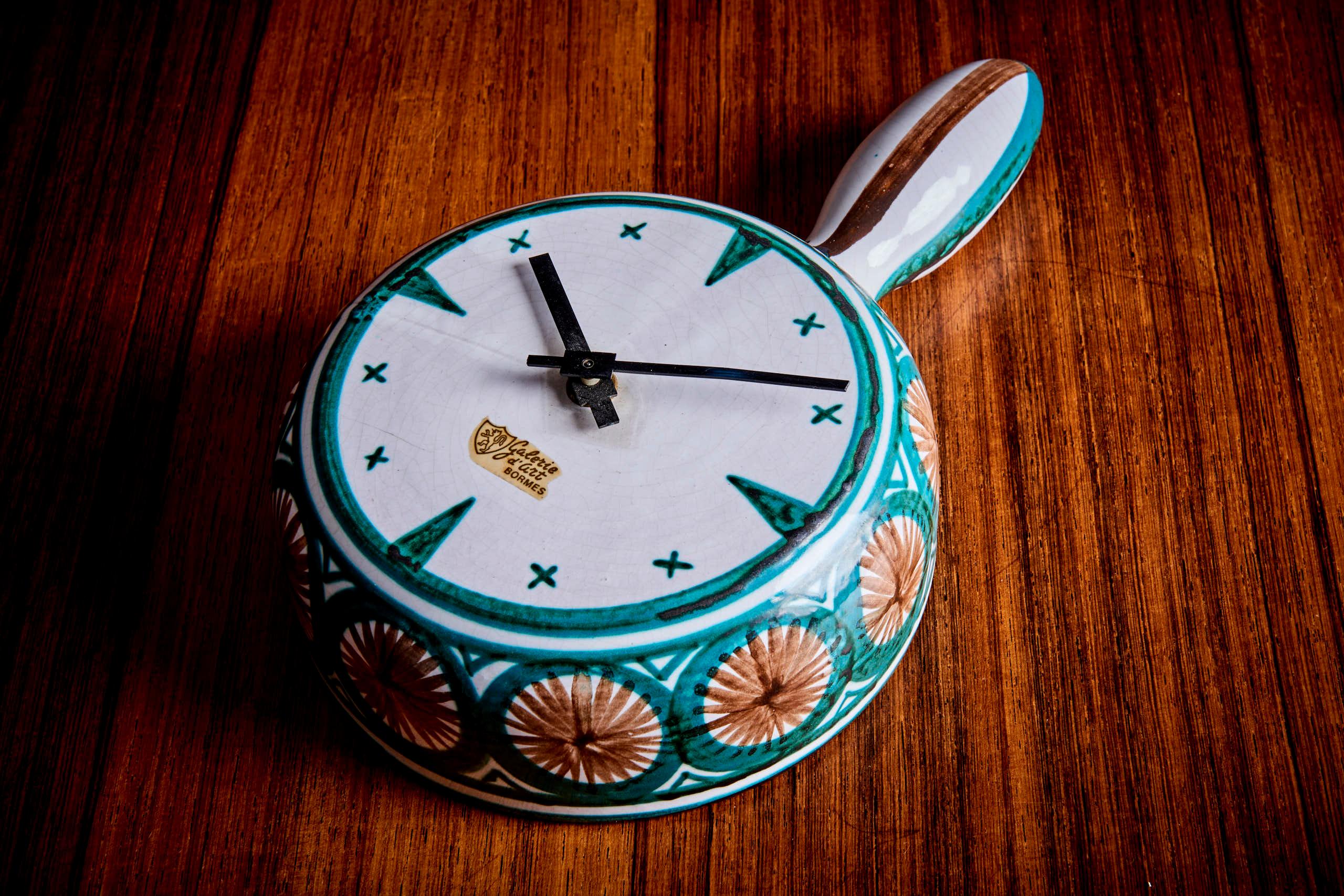 Robert Picault Ceramic Clock, France - 1950s.