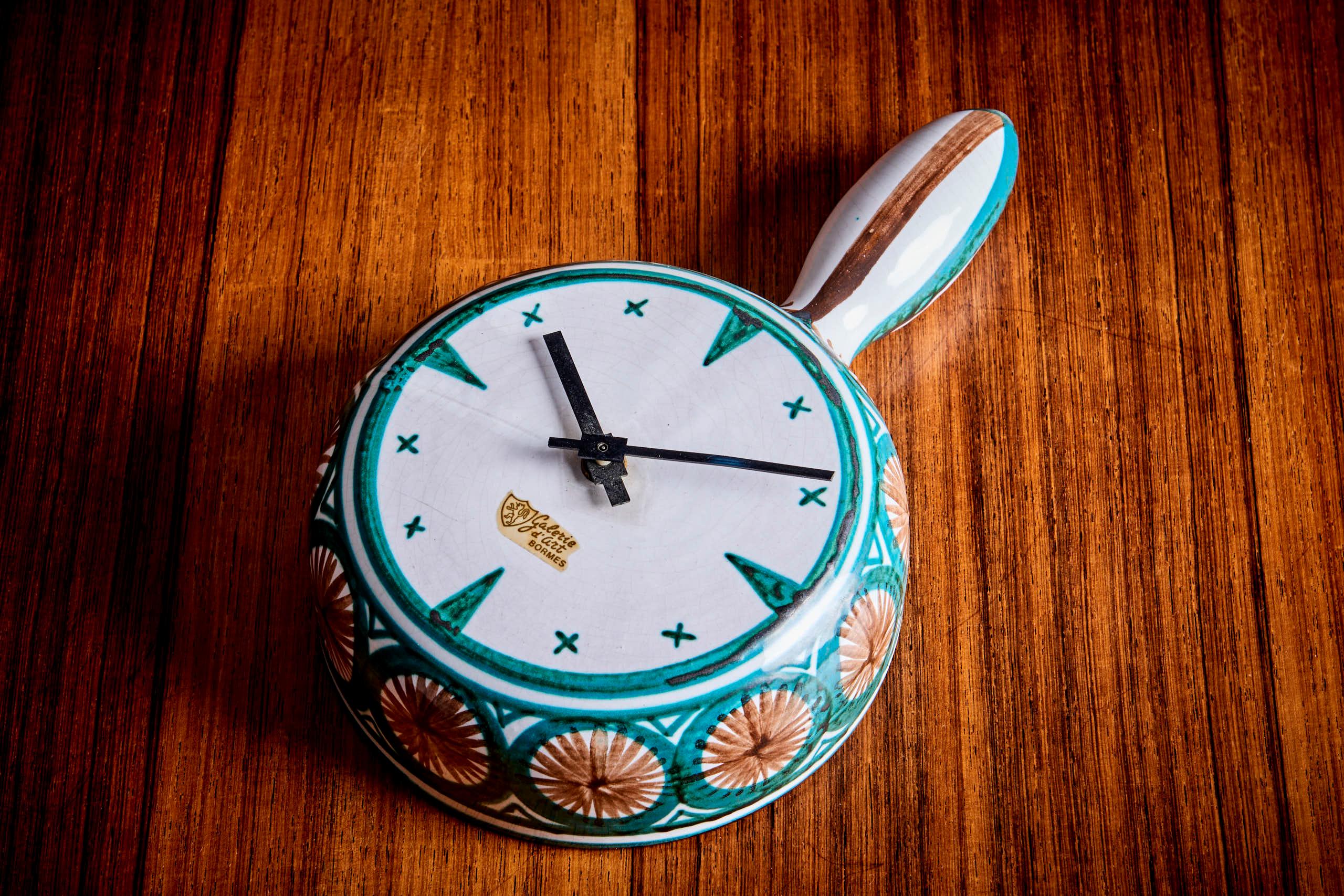 Mid-Century Modern Robert Picault Ceramic Clock France - 1950s For Sale