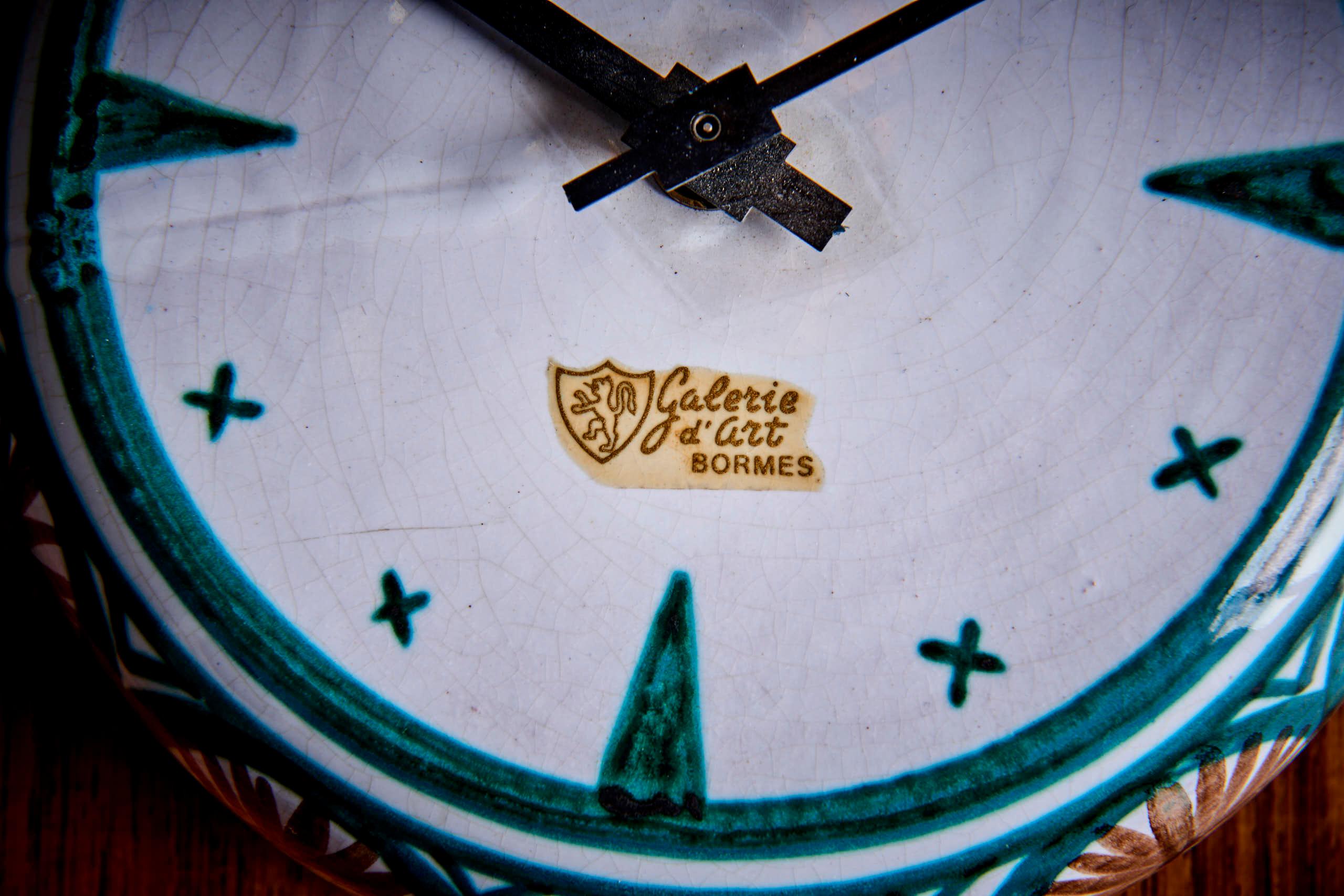 Robert Picault Ceramic Clock France - 1950s For Sale 1