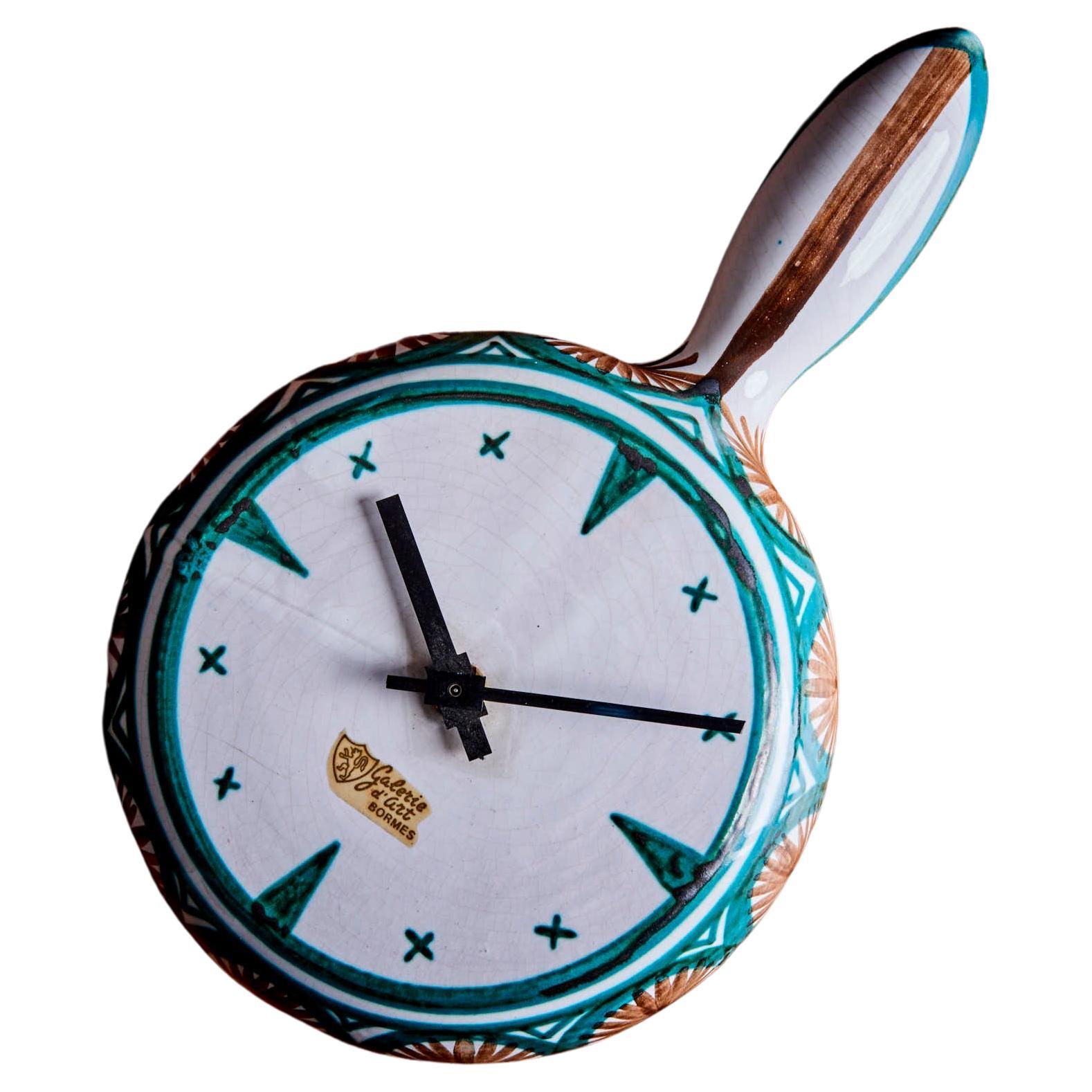 Robert Picault Ceramic Clock France - 1950s For Sale